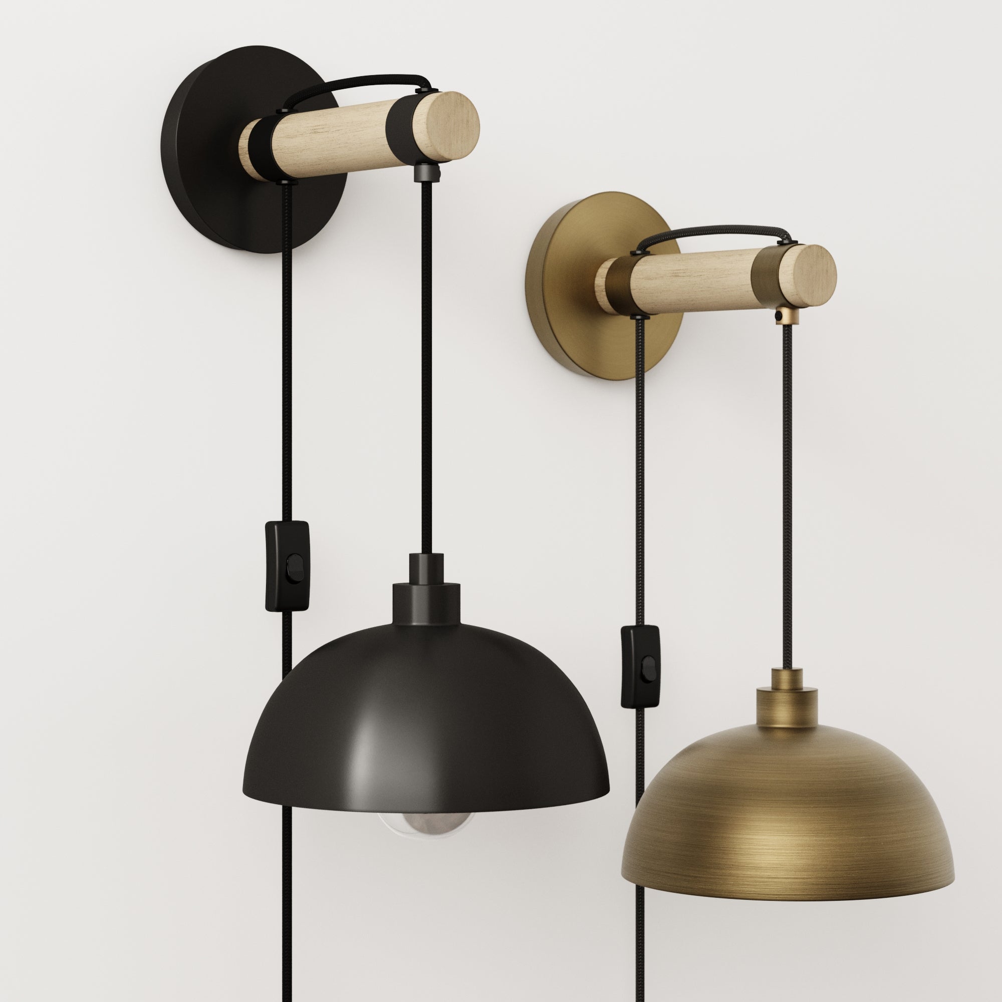 Plug-In Adjustable Metal Wall Light Brass 