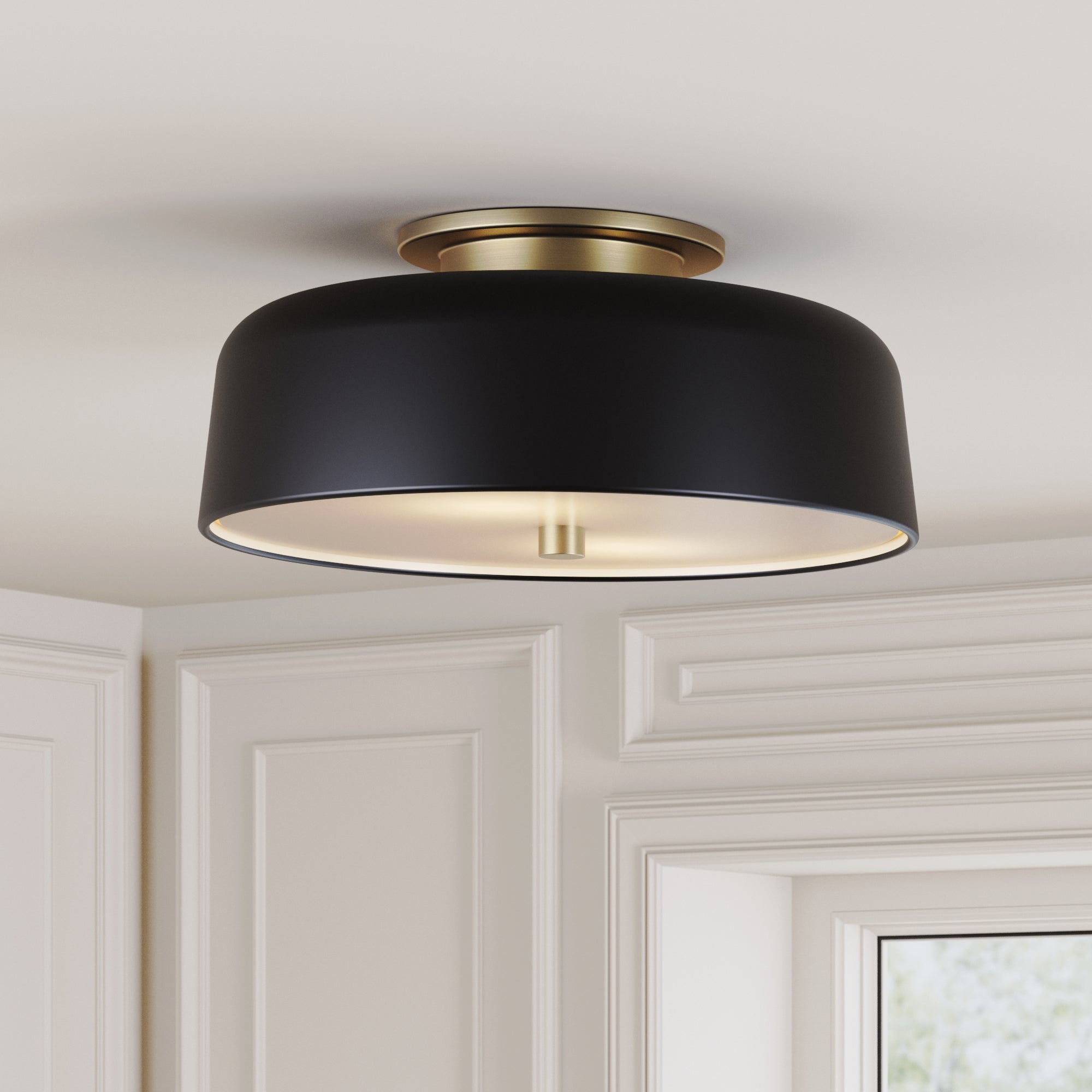 McKay Mid-Century Flush Mount Ceiling Light Black Nathan James