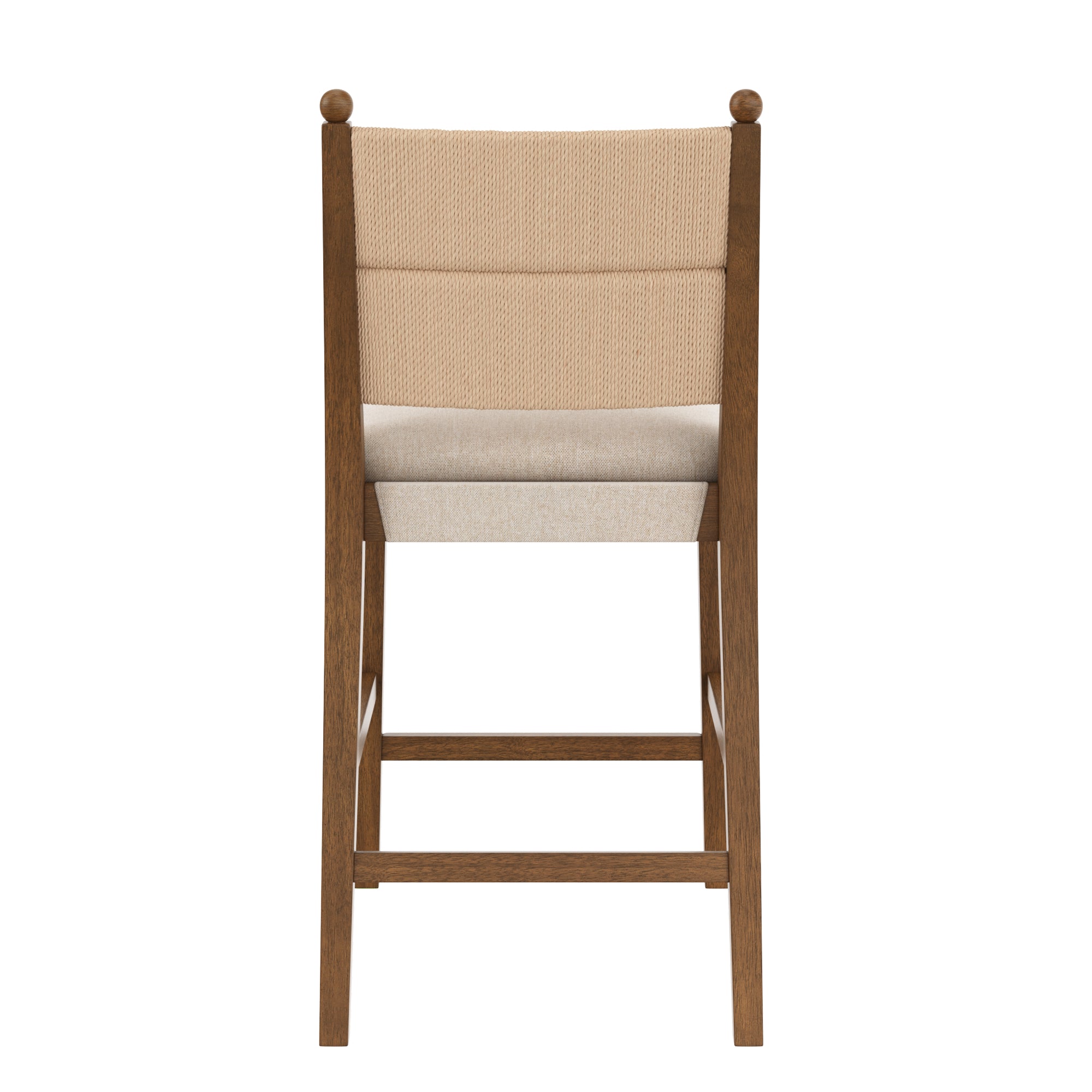 Modern Seagrass Counter Stool Upholstered Dark Brown (Set of 4) - Nathan James