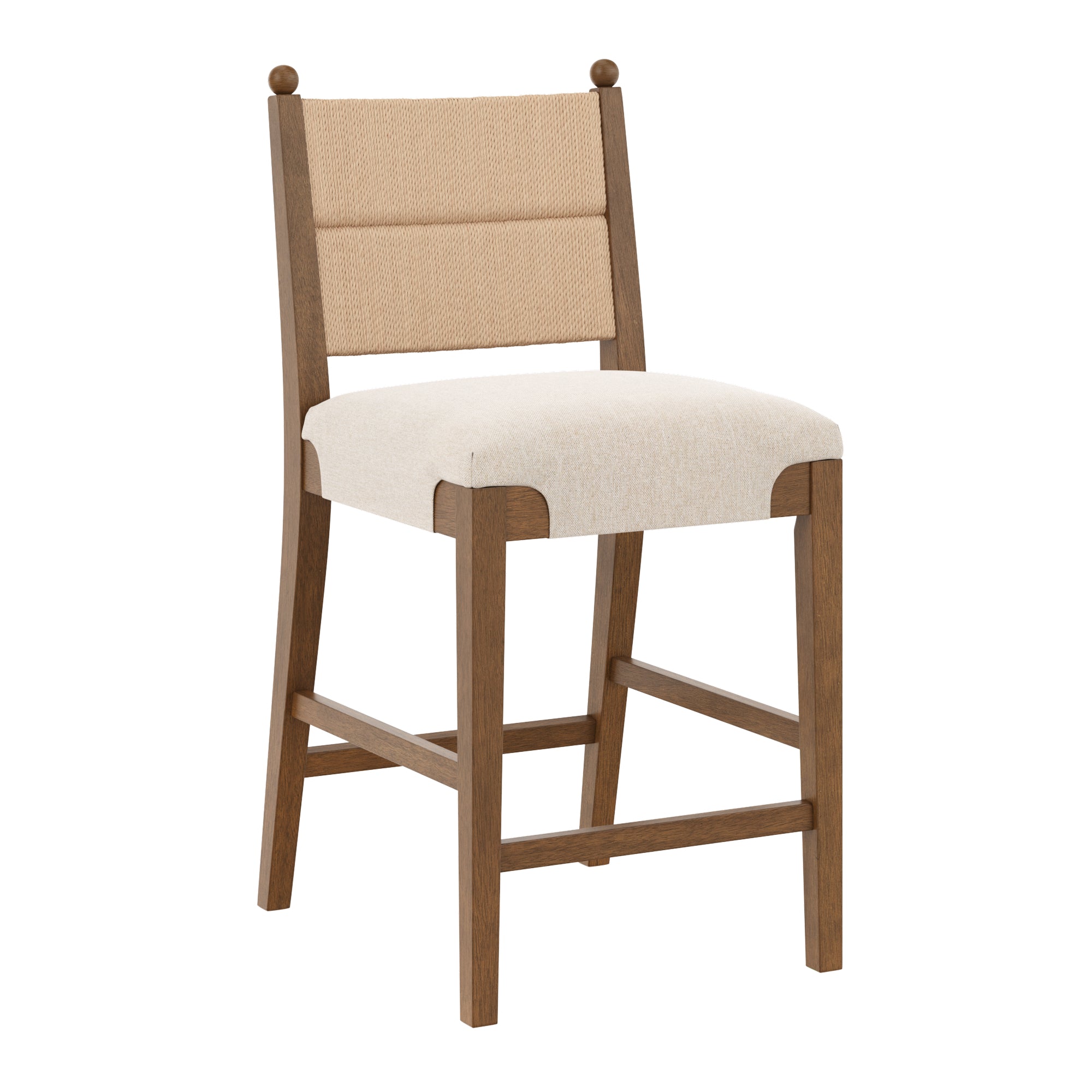 Modern Seagrass Counter Stool Upholstered Dark Brown - Nathan James