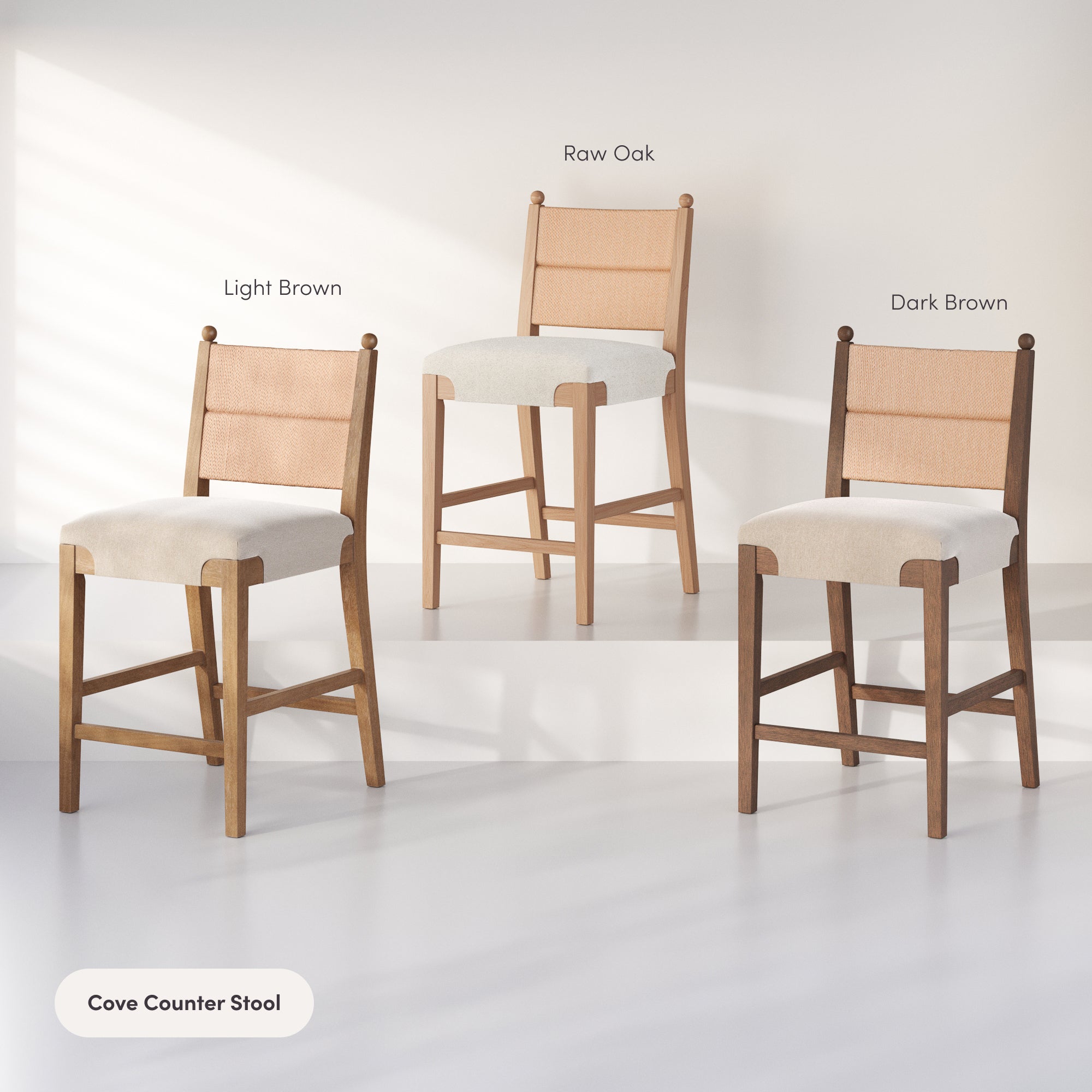 Modern Seagrass Counter Stool Upholstered Dark Brown (Set of 4) - Nathan James