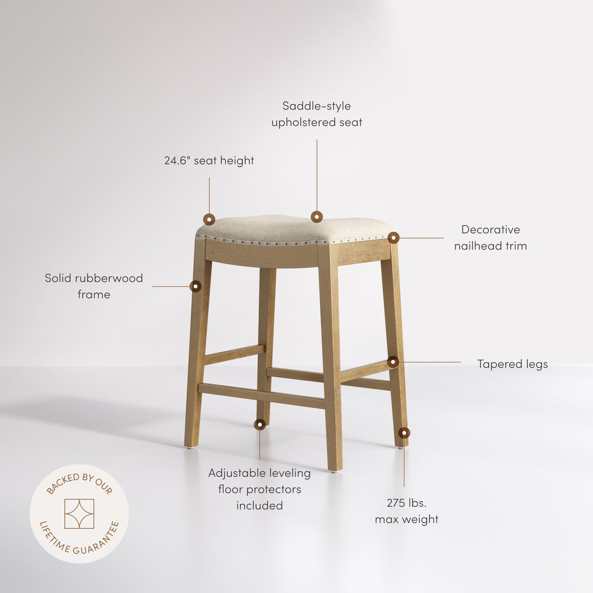 Modern Wood Backless Counter Stool Flax/Light Brown (Set of 4) - Nathan James