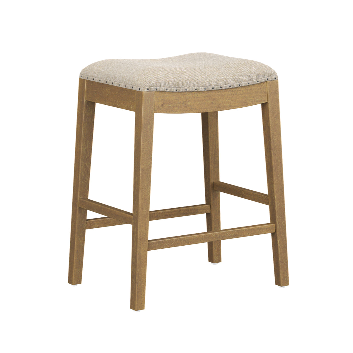 Modern Wood Backless Counter Stool Flax/Light Brown - Nathan James