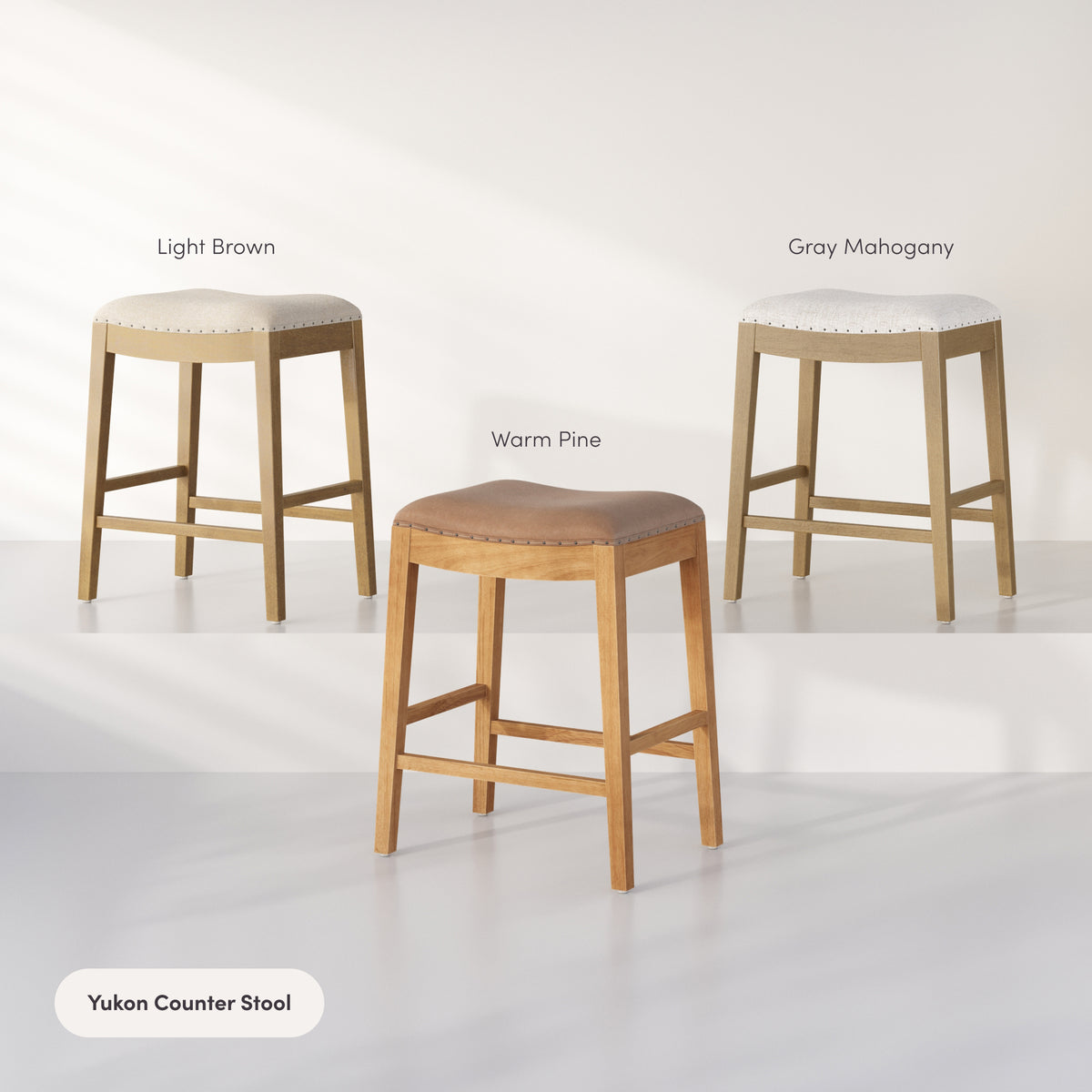 Modern Wood Backless Counter Stool Flax/Light Brown (Set of 4) - Nathan James