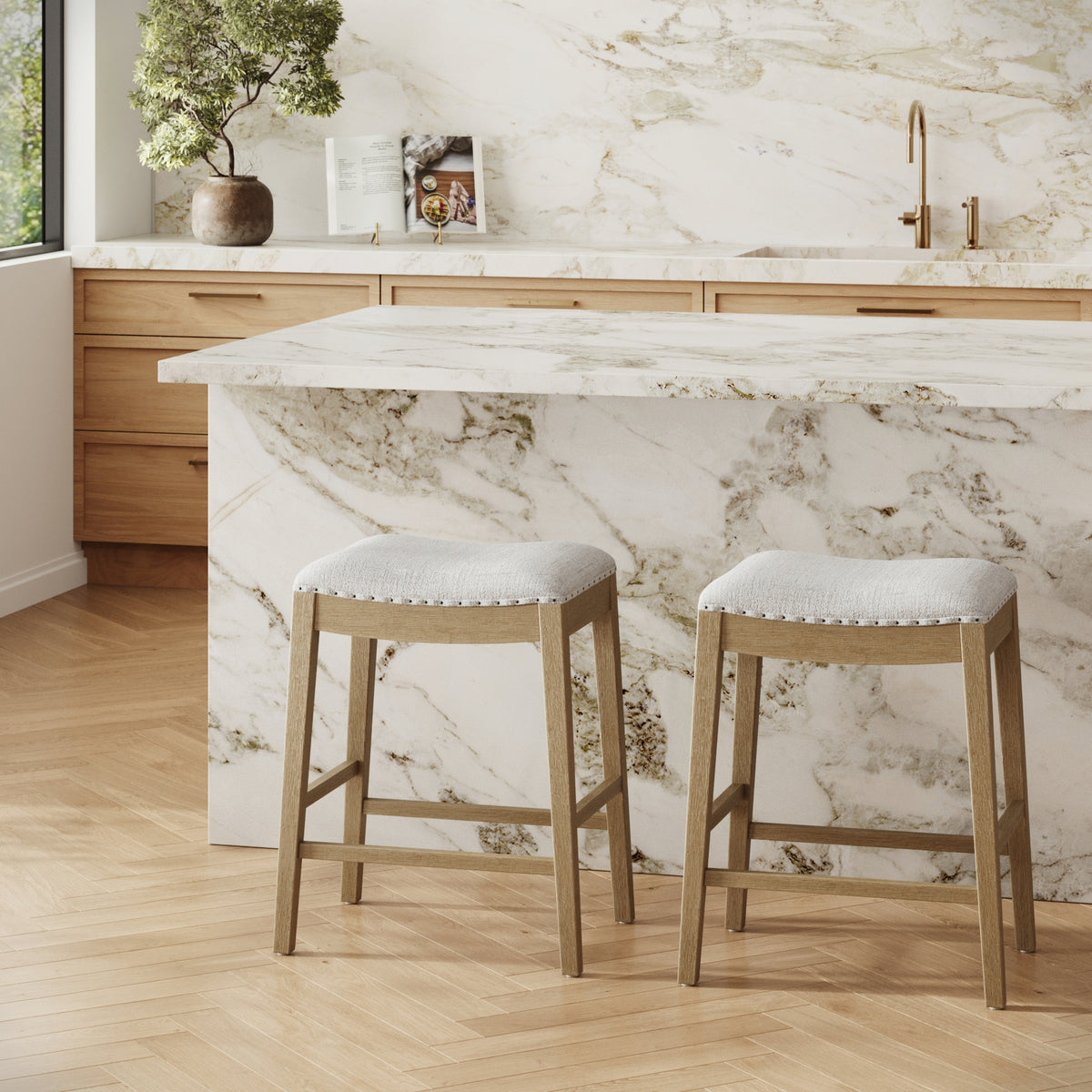 Modern Wood Backless Counter Stool Gray - Nathan James