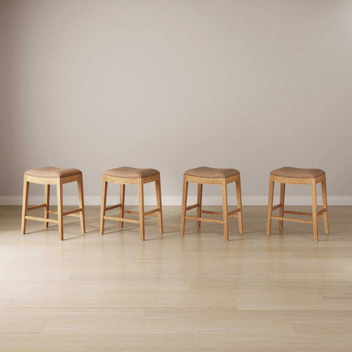 Modern Wood Backless Counter Stool Light Brown (Set of 4) - Nathan James