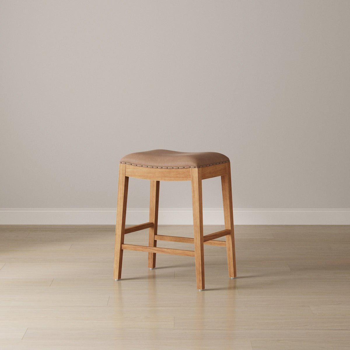 Modern Wood Backless Counter Stool Light Brown - Nathan James