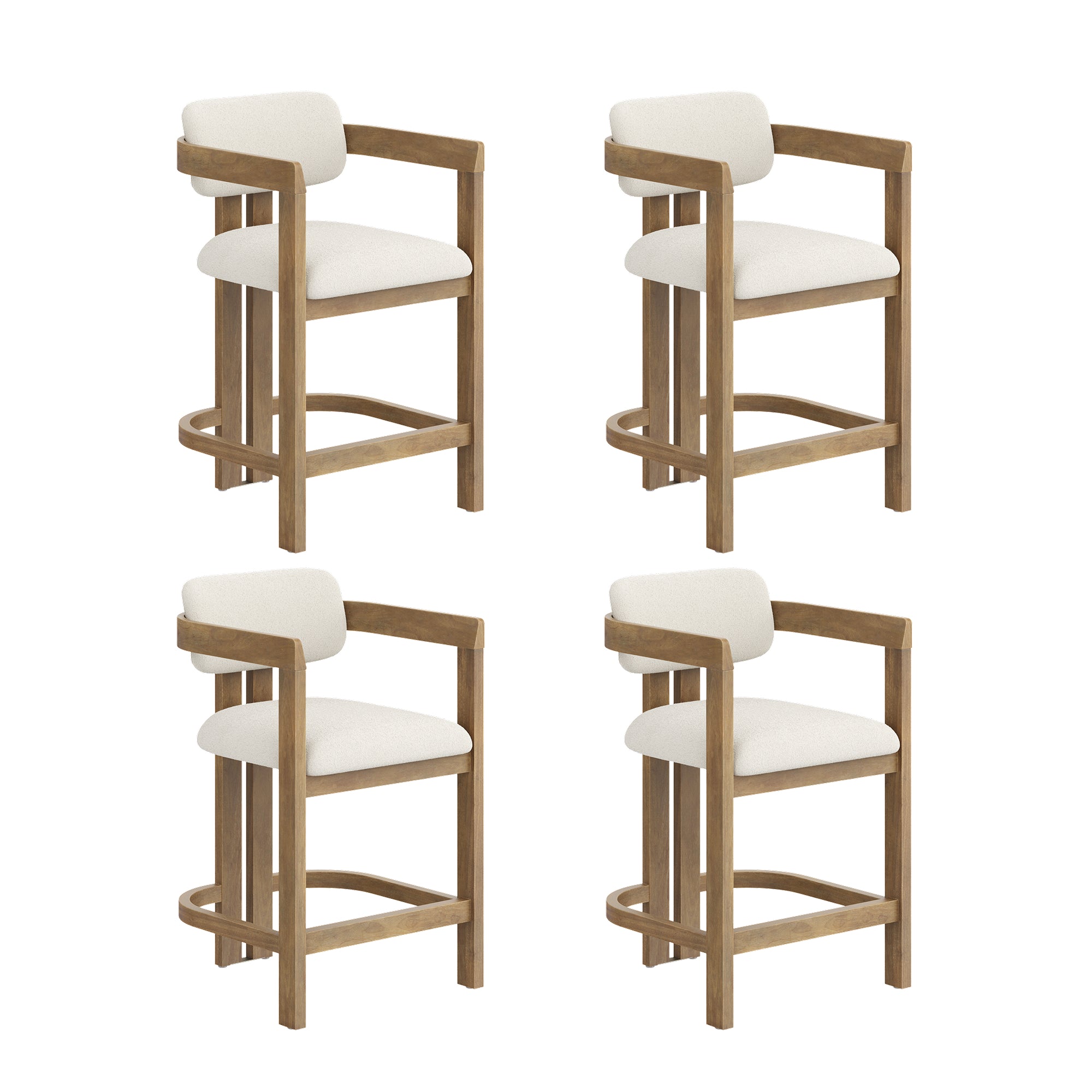 Boucle Bar Stool with Barrel Back and Arm - Thumbnail 5