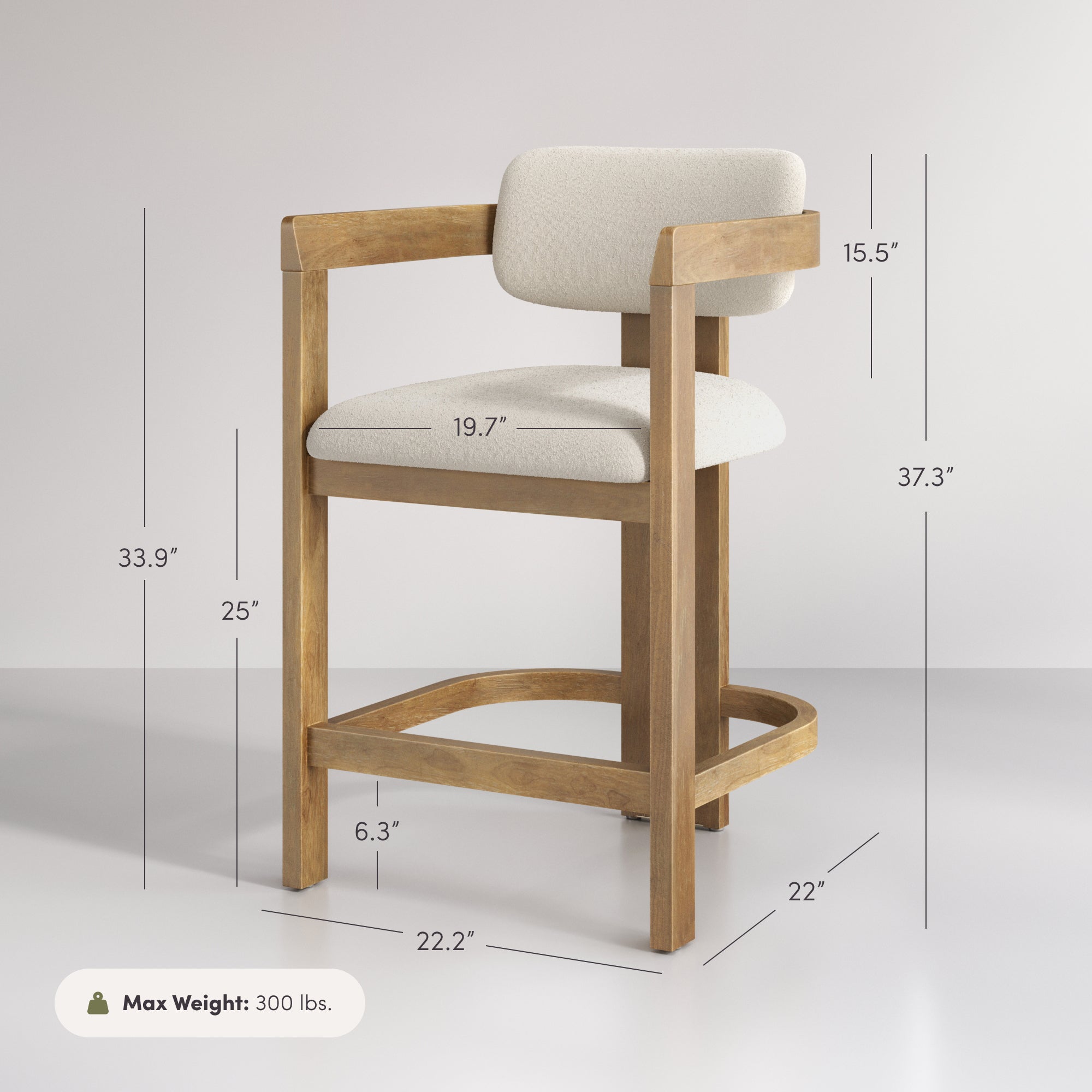Veya Bar Stool Boucle Light Brown Set of 3 | Nathan James