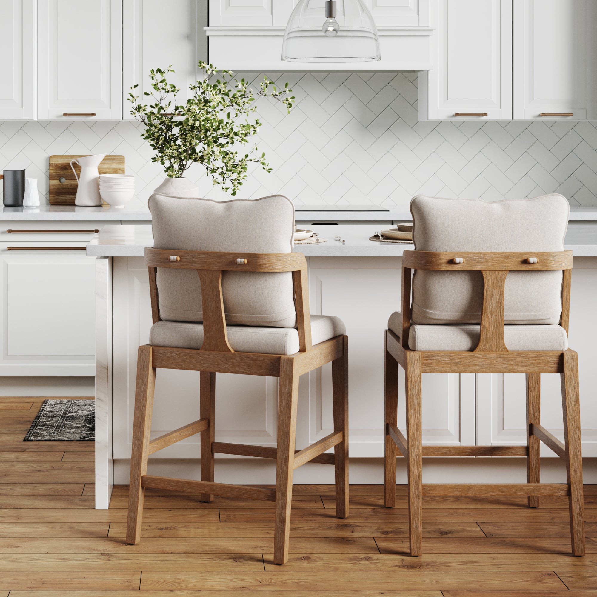 Scandinavian 2-Pack Bar Stool with Back