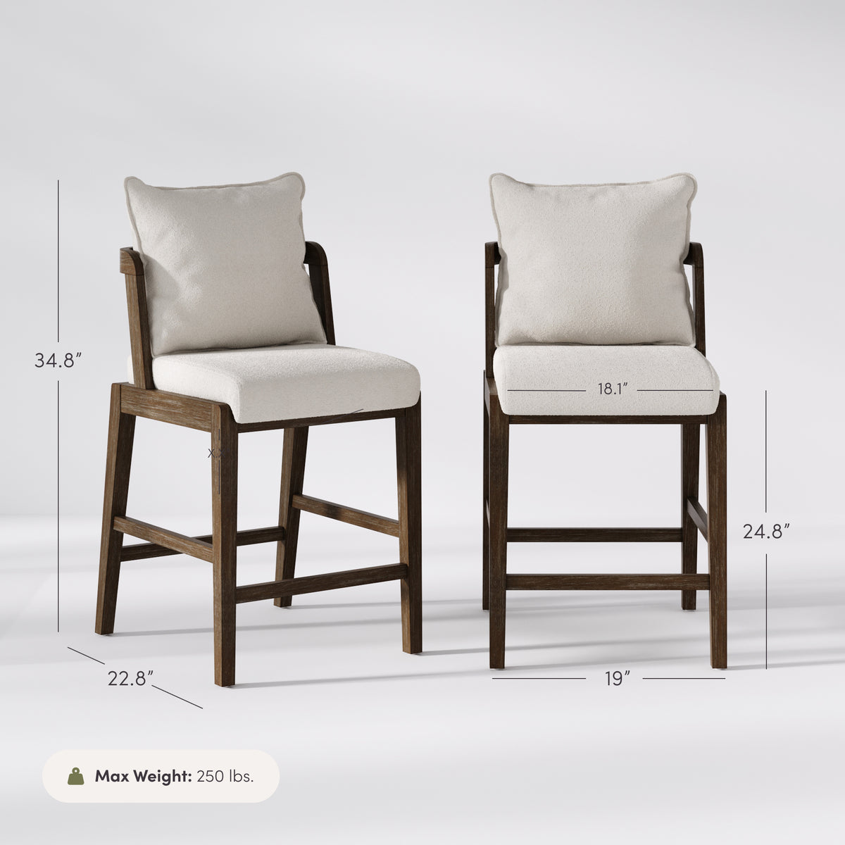 Scandinavian Boucle Counter Stool with Back Cream (Set of 4) - Nathan James