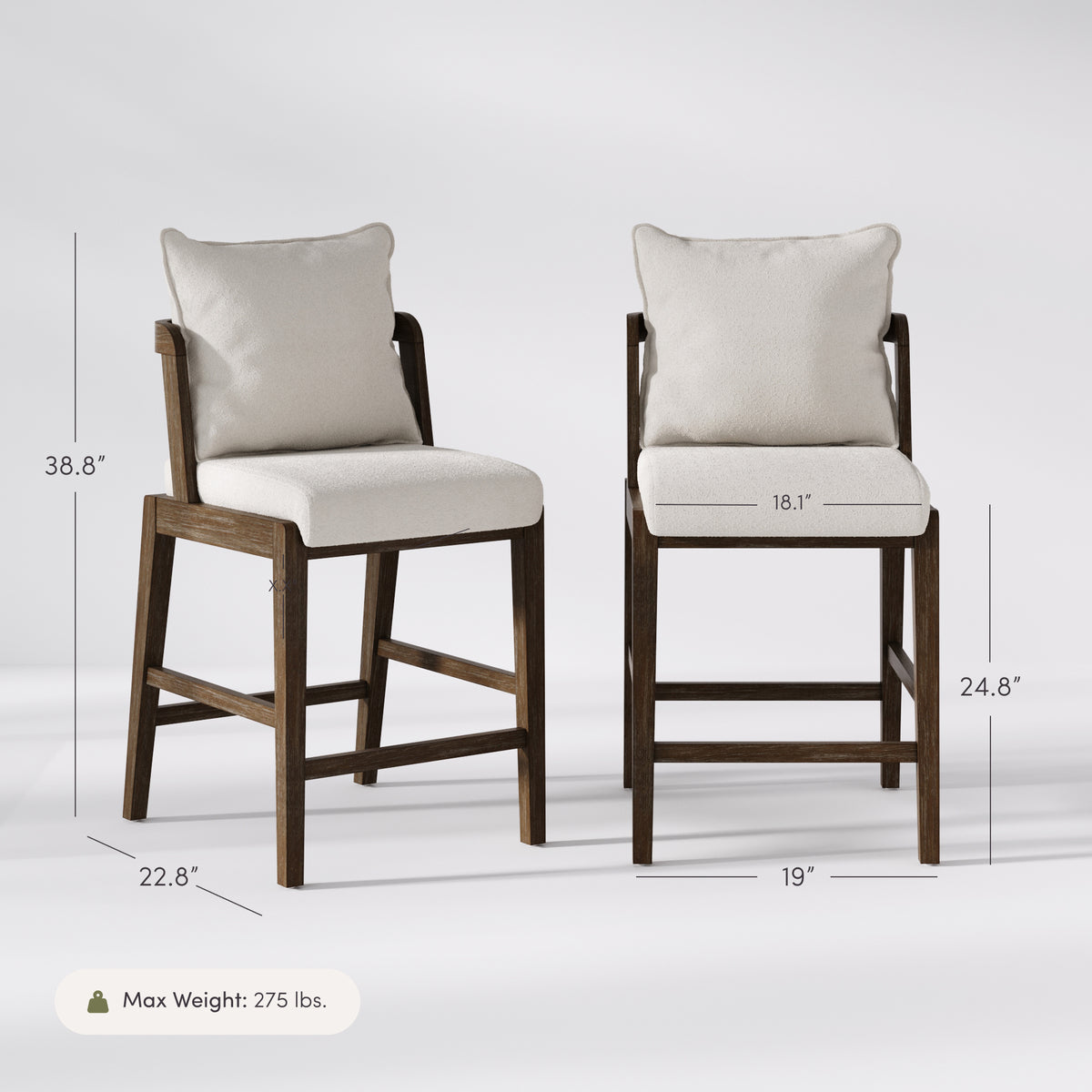 Scandinavian Boucle Counter Stool with Back Cream (Set of 4) - Nathan James