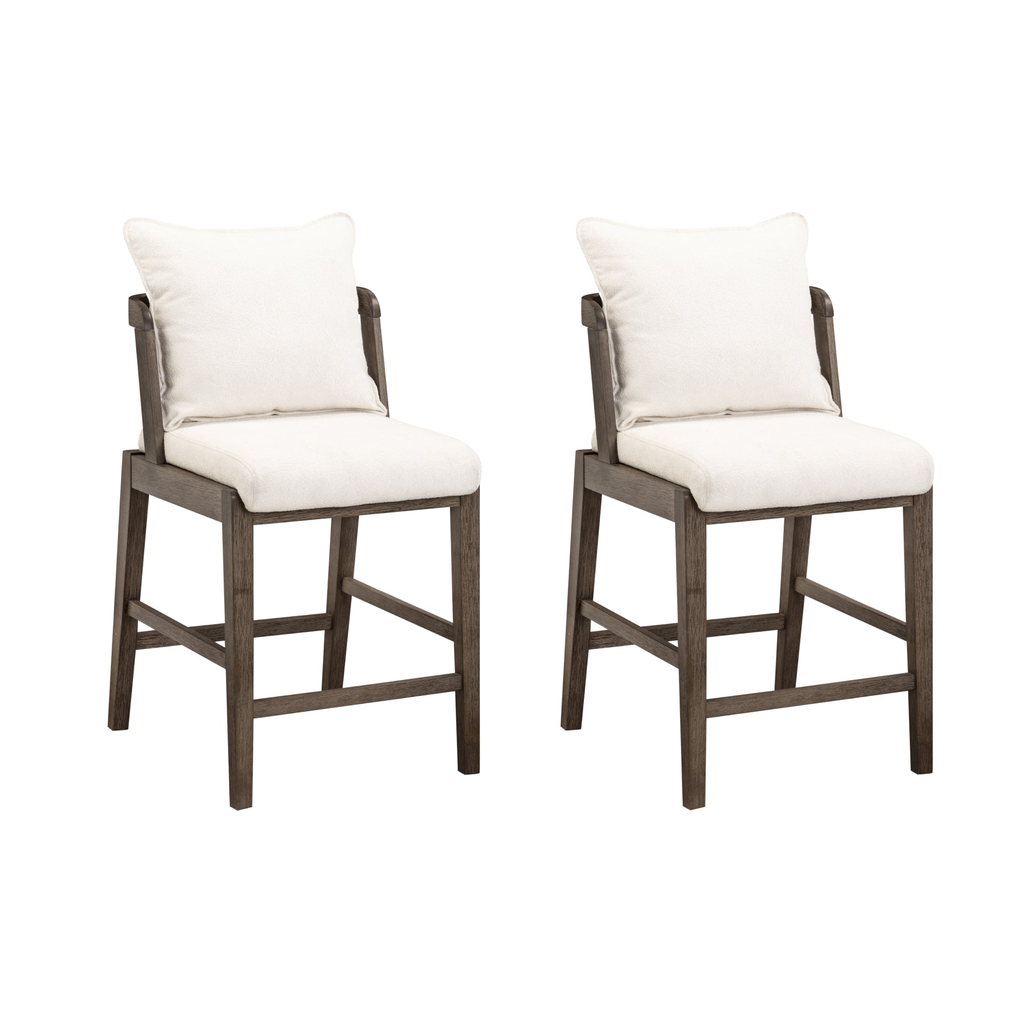 Scandinavian Boucle Counter Stool with Back Cream (Set of 2) - Nathan James