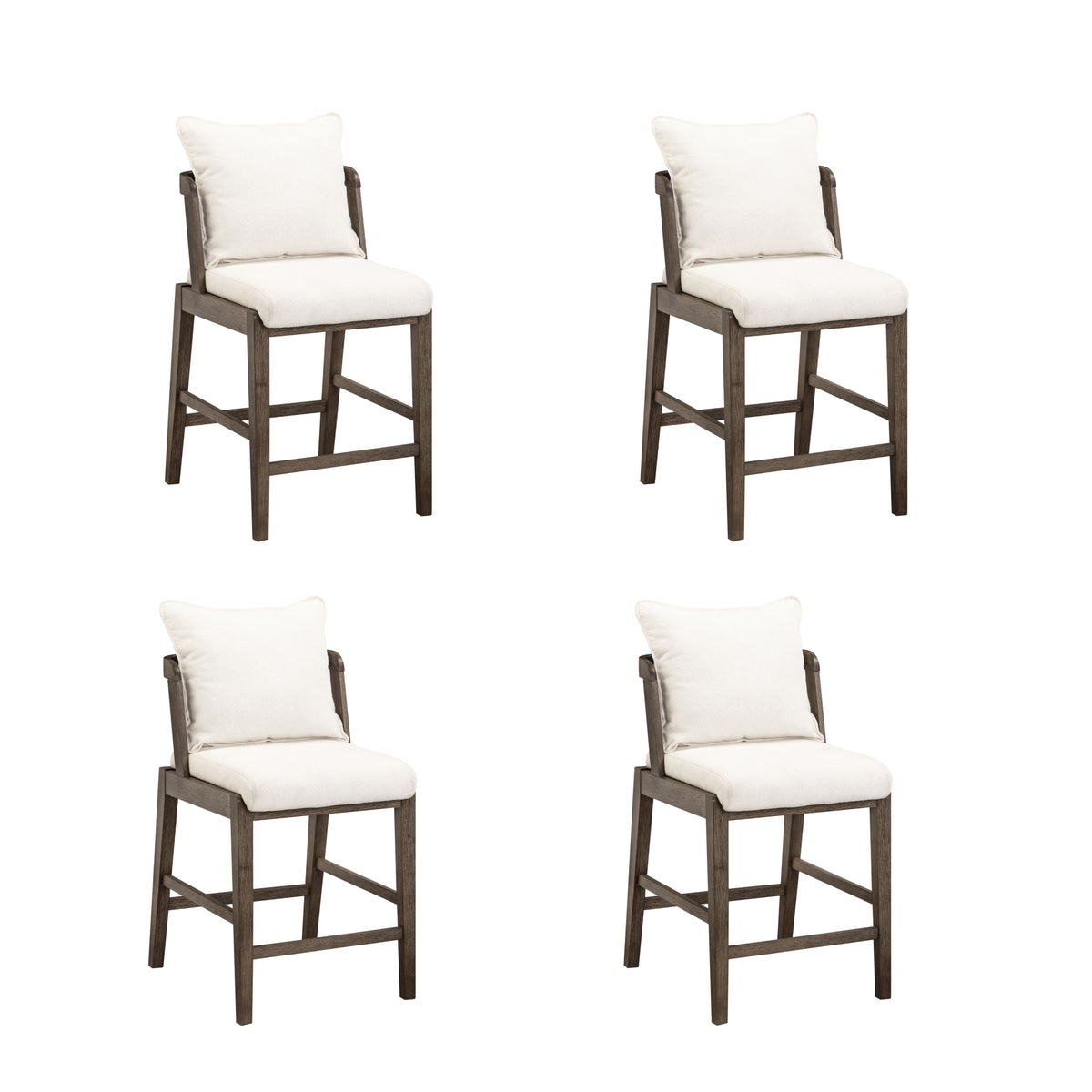 Scandinavian Boucle Counter Stool with Back Cream (Set of 4) - Nathan James
