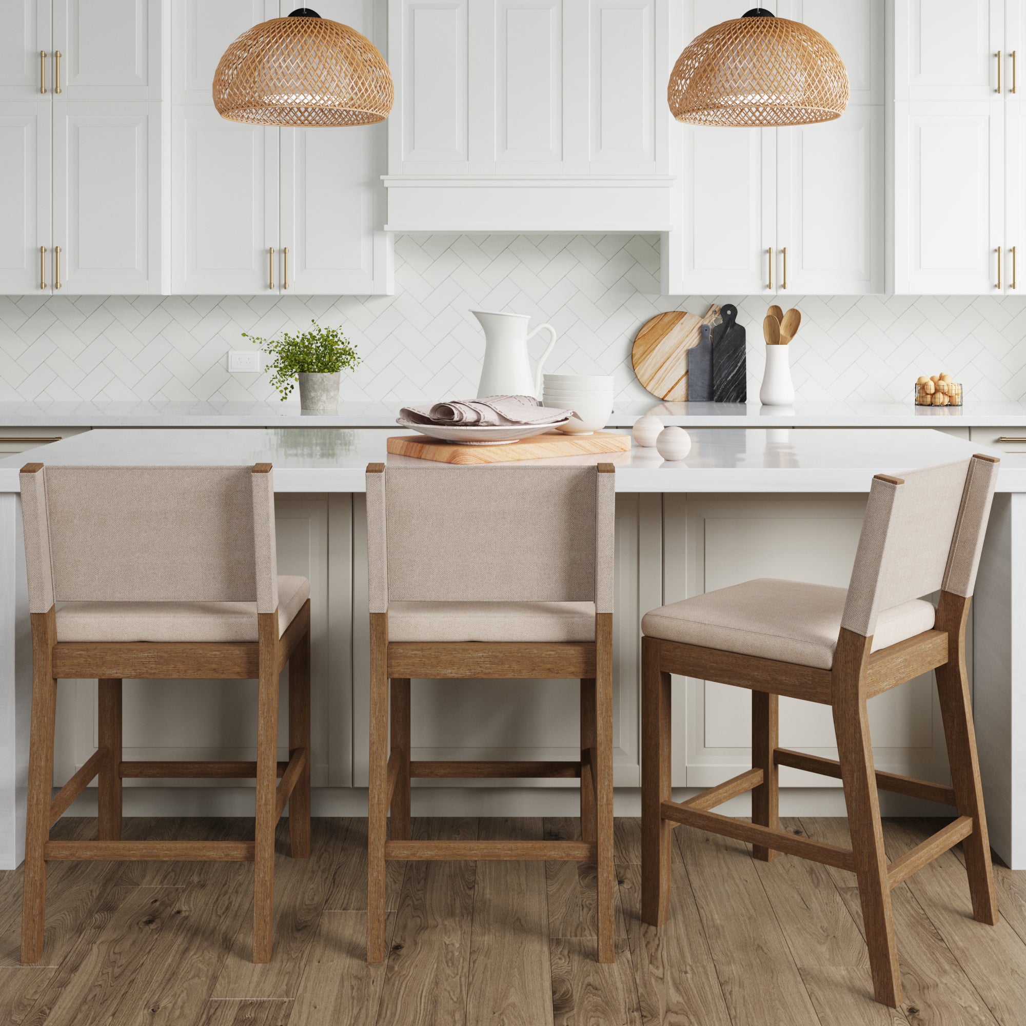 Linus Set of Wood Flax Bar Stools with Back Nathan James