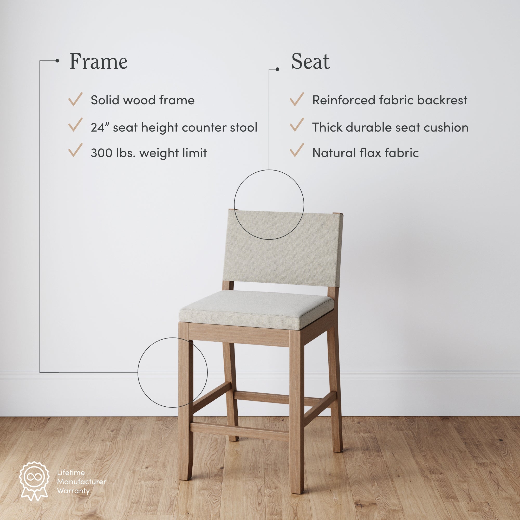 Seat height of online counter stool