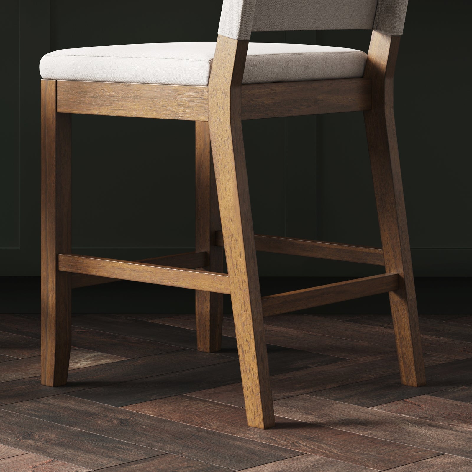 Linus Wood & Cushioned Counter Bar Stool with Back | Nathan James