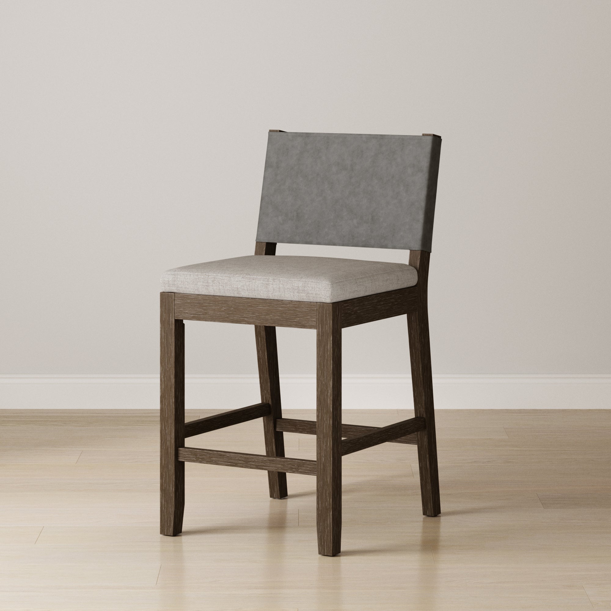 Wood Counter Height Bar Stool Dark Brown Ivory