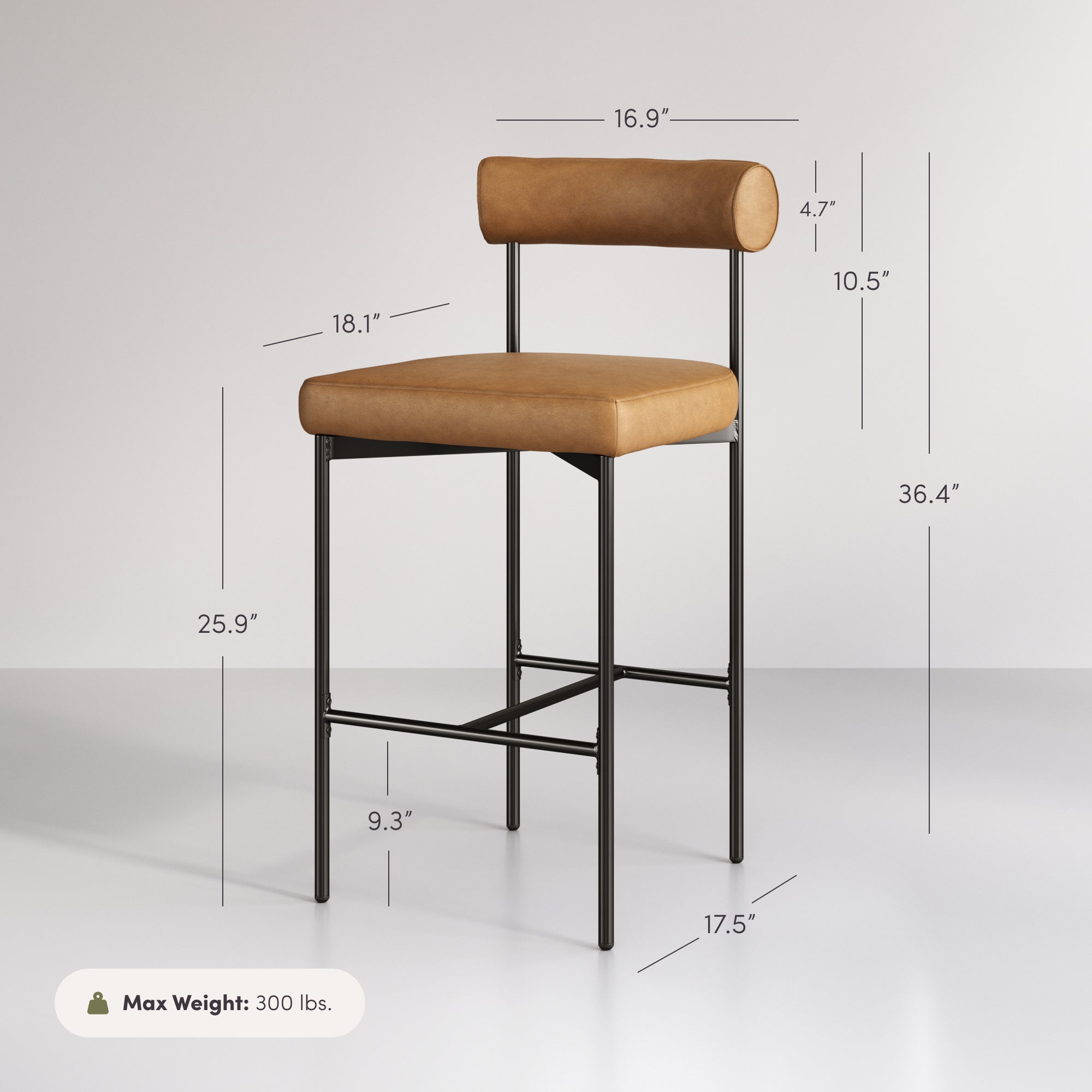 Dahlia Set of 2 Kitchen Brown Bar Stools With Back| Nathan James