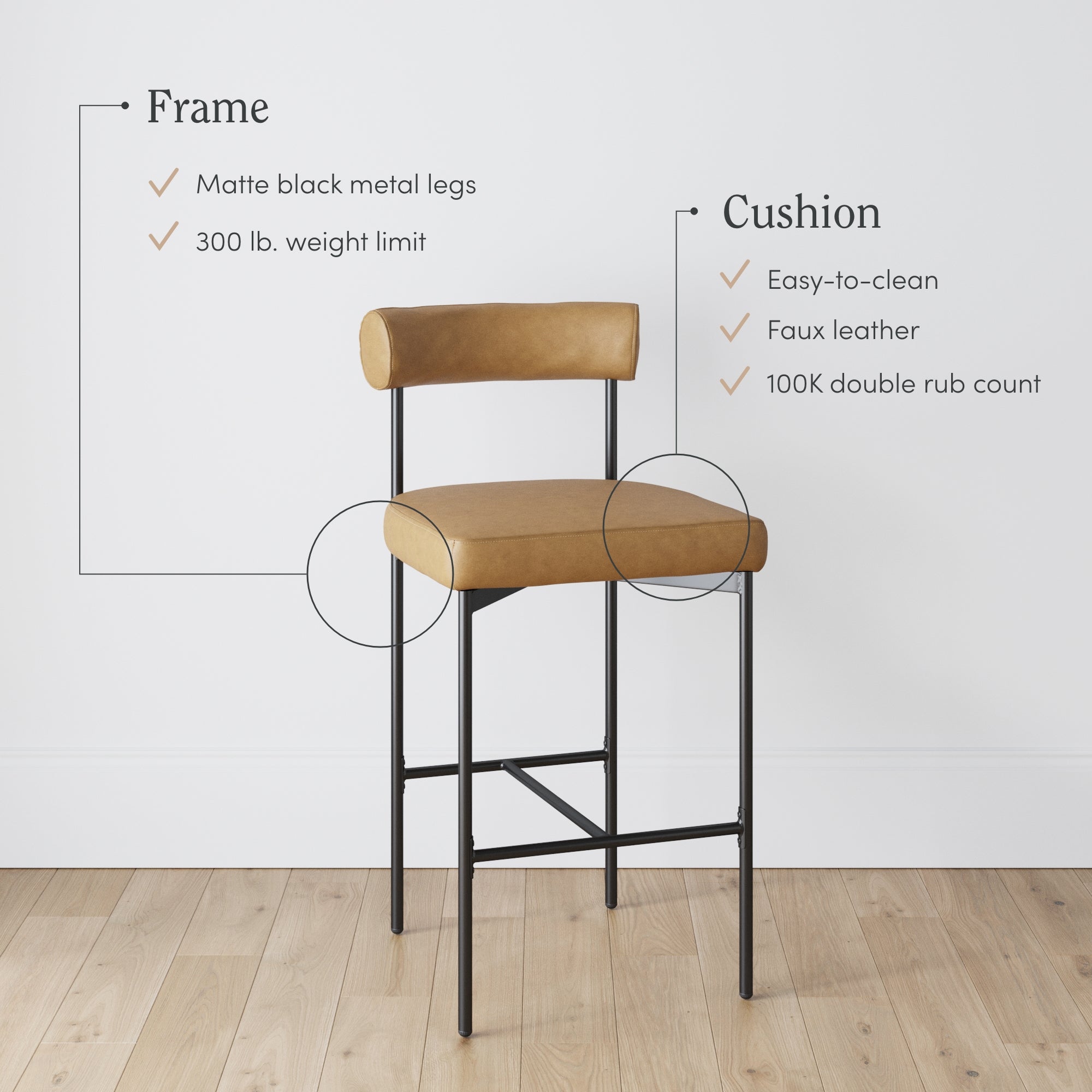 Faux Leather Counter Height Bar Stools Brown (Set of 4)