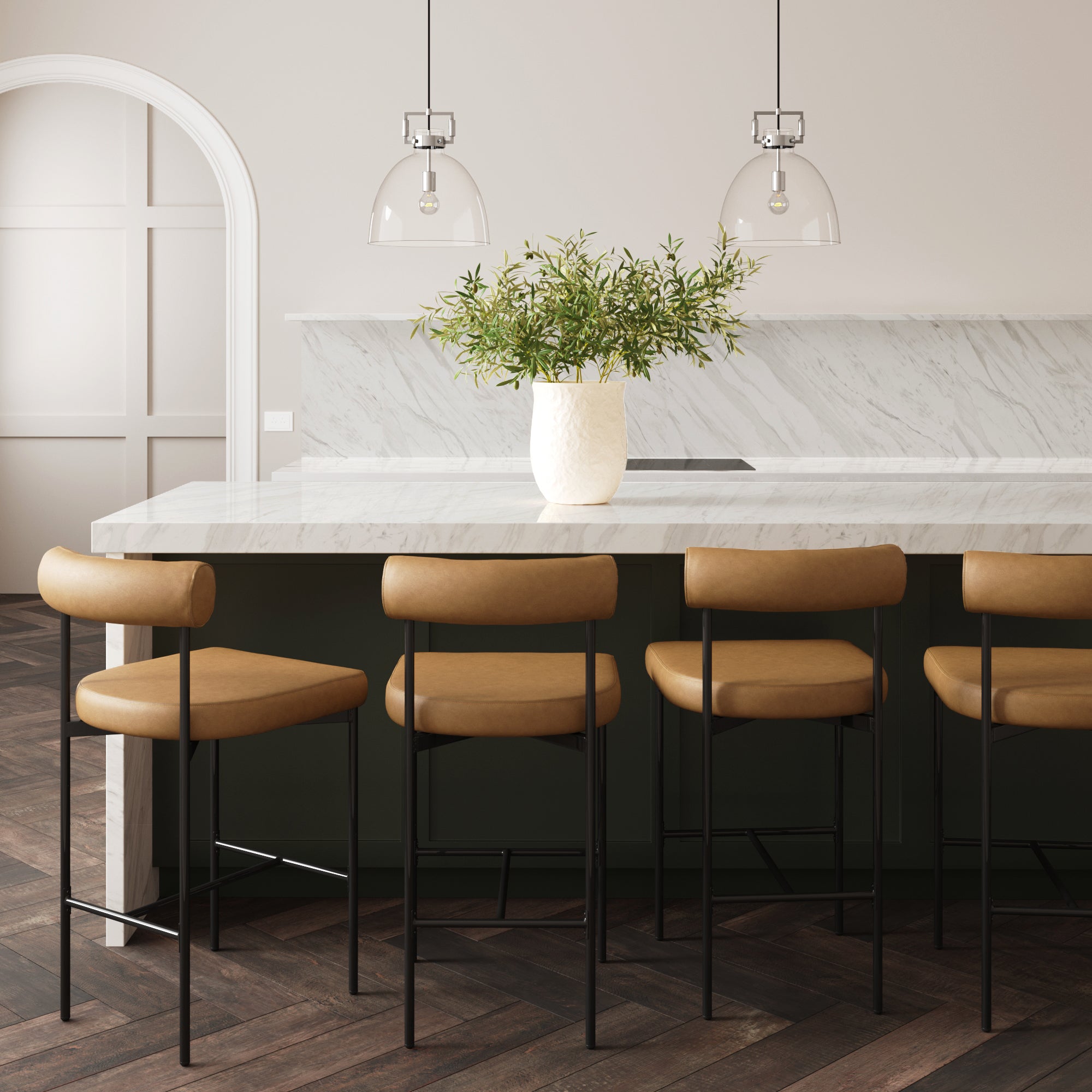 Faux Leather Counter Height Bar Stools Brown (Set of 4) - Nathan James