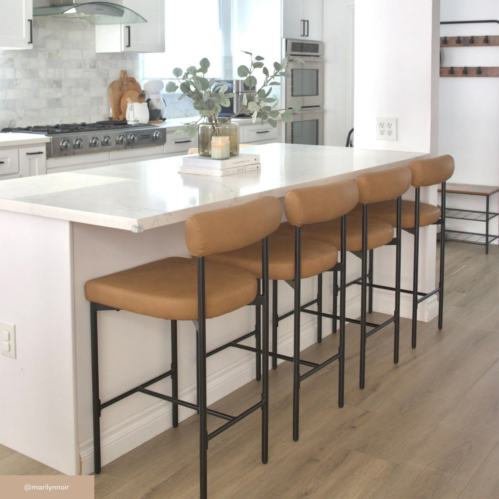 Dahlia Upholstered Kitchen Brown Bar Stool With Back Nathan James