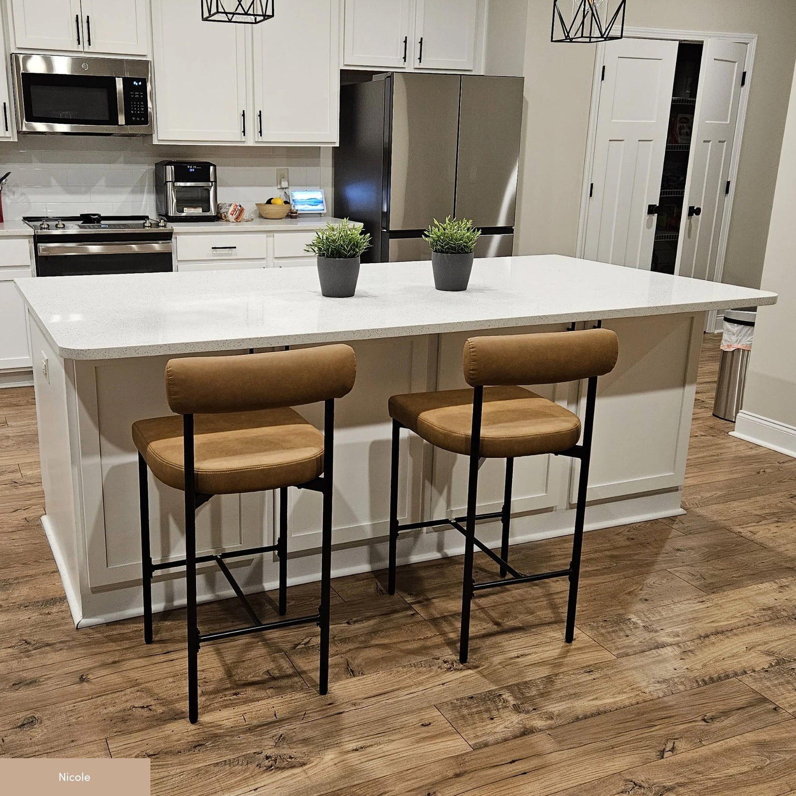 Dahlia Set of 2 Kitchen Brown Bar Stools With Back Nathan James