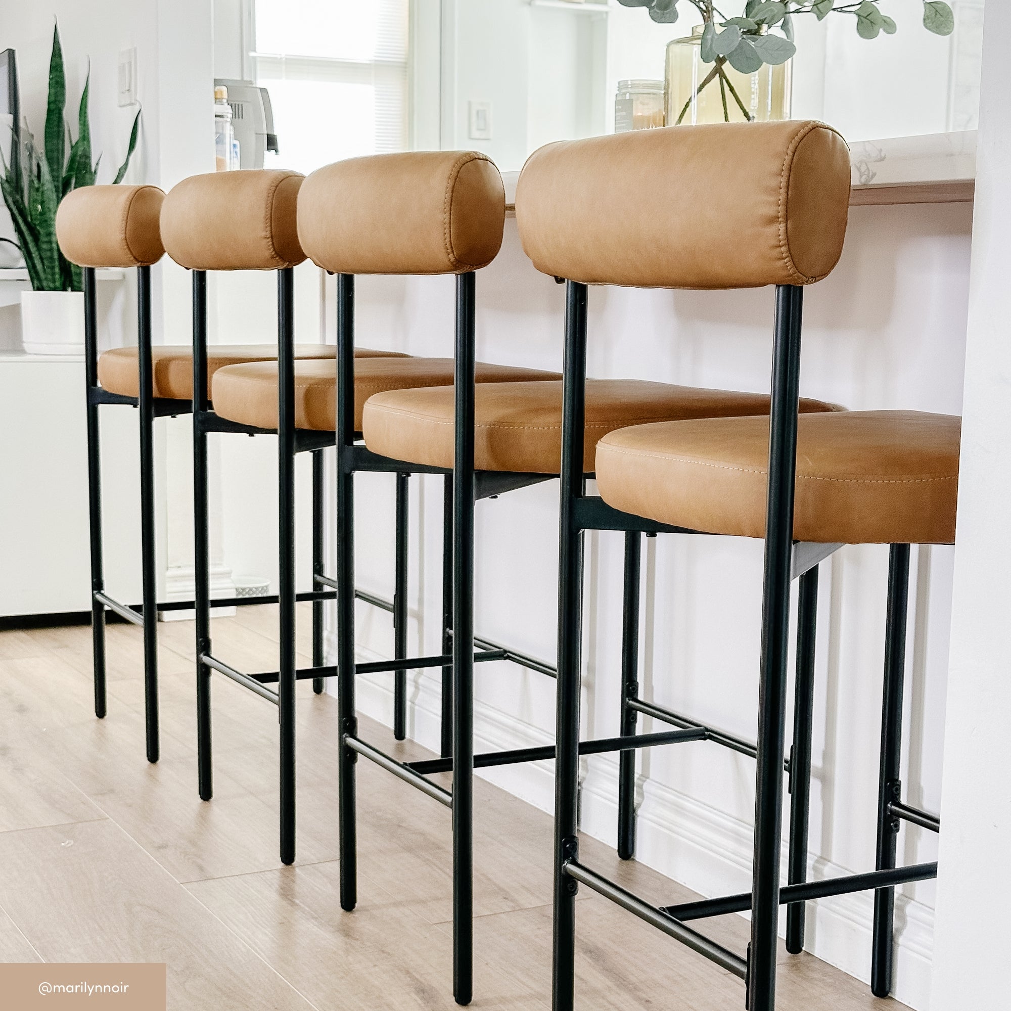 Dahlia Upholstered Kitchen Brown Bar Stool With Back| Nathan James