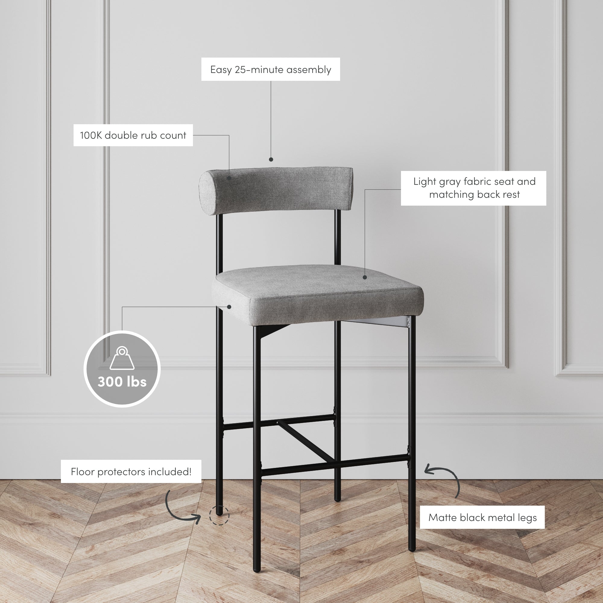 Metal Counter Height Bar Stools Gray (Set of 3) - Nathan James