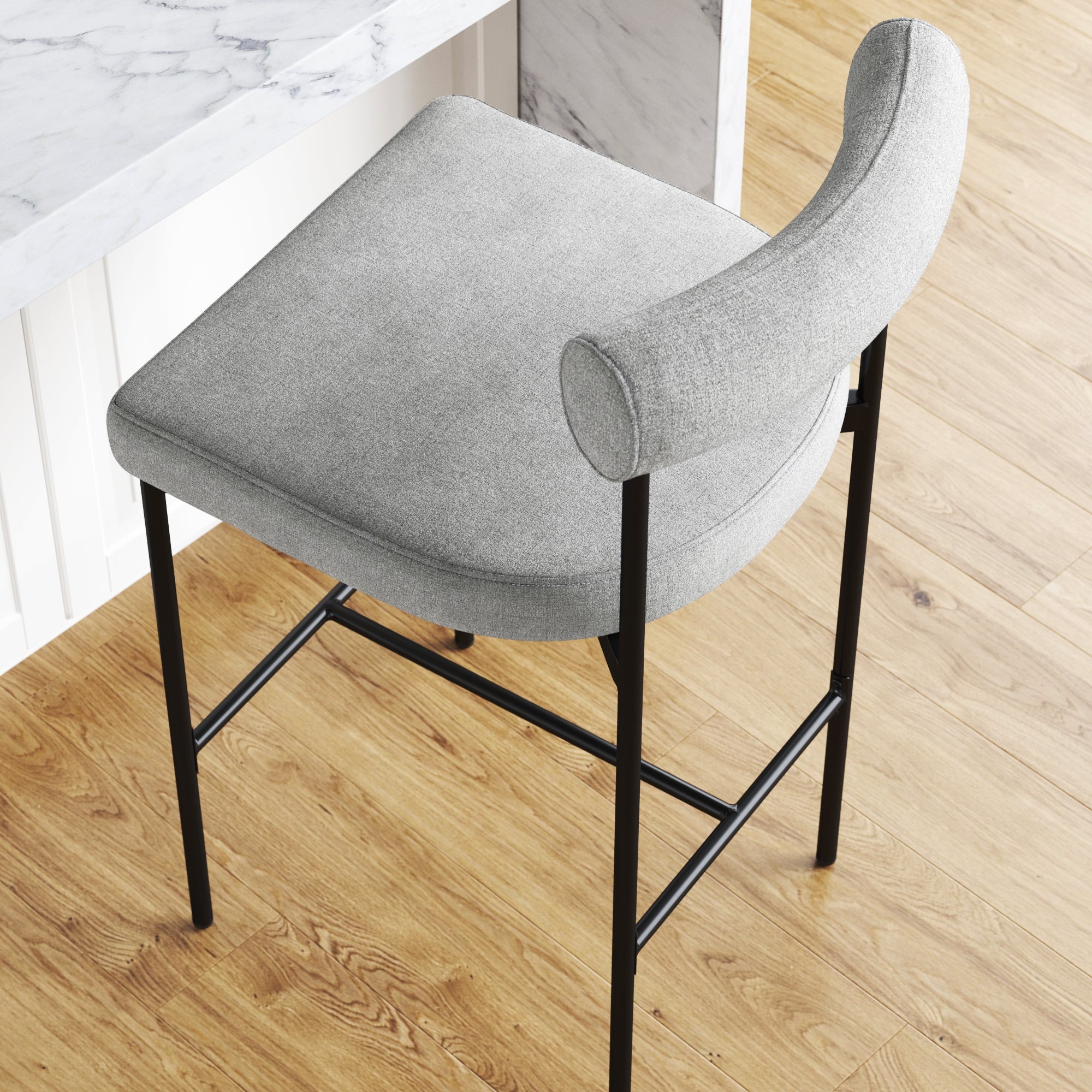Dahlia With Gray Rounded Back Cushioned Bar Stool | Nathan James