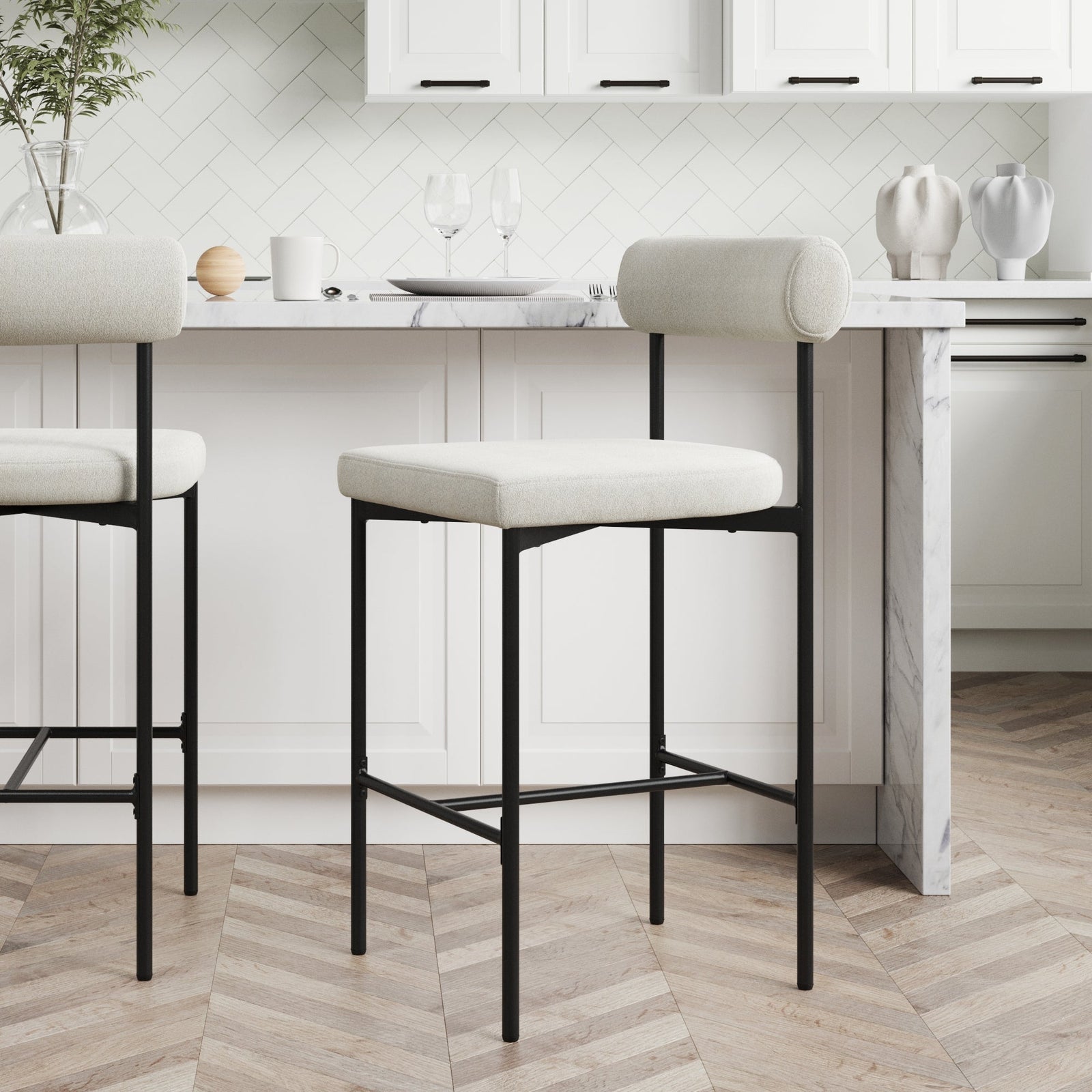 Dahlia Industrial Counter Height Bar Stool with Back | Nathan James