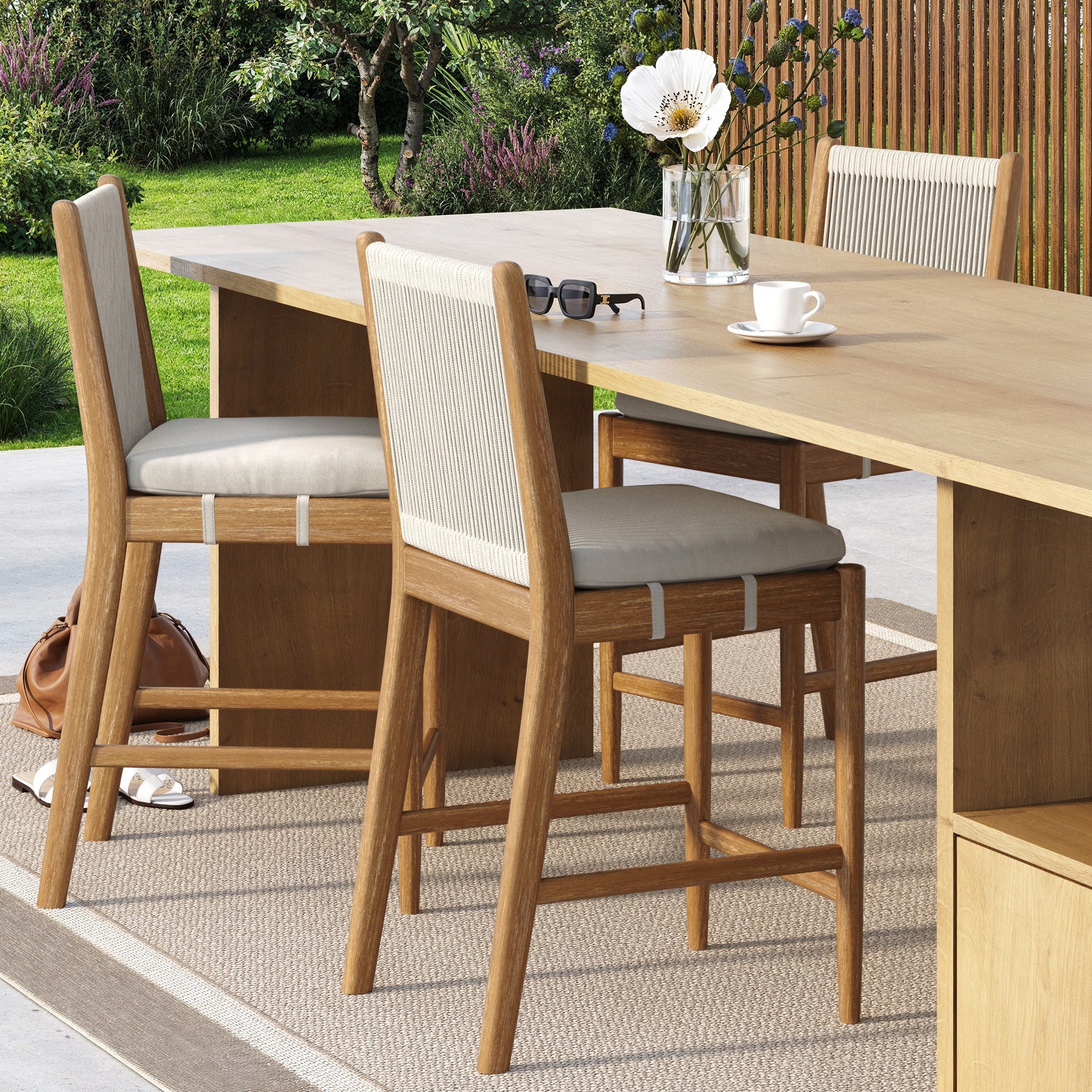 Outdoor Bar Bar Stools For 47 Inch Counter Kayden Woven Rope Back