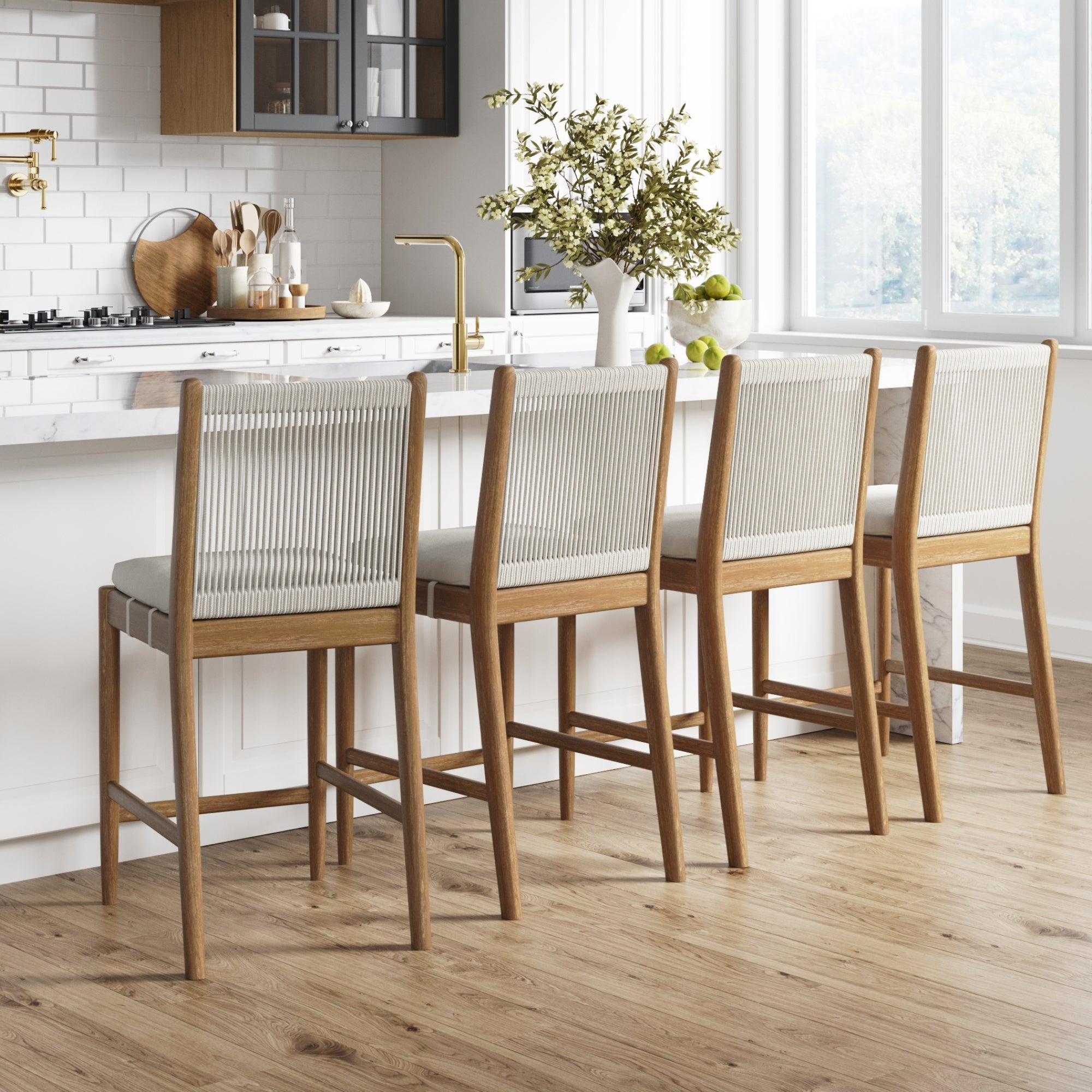 Kayden Woven Rope Back Counter Height Bar Stool Brushed Nathan James