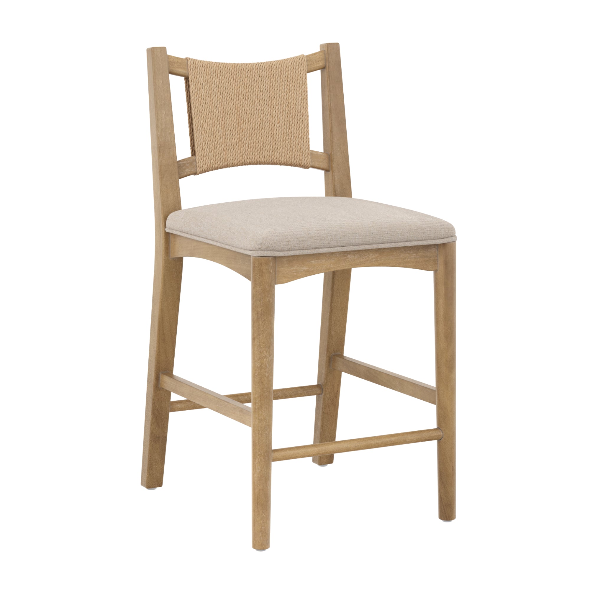 Elodia Seagrass Back Arched Footrest Counter Height Bar Stool - Thumbnail 2