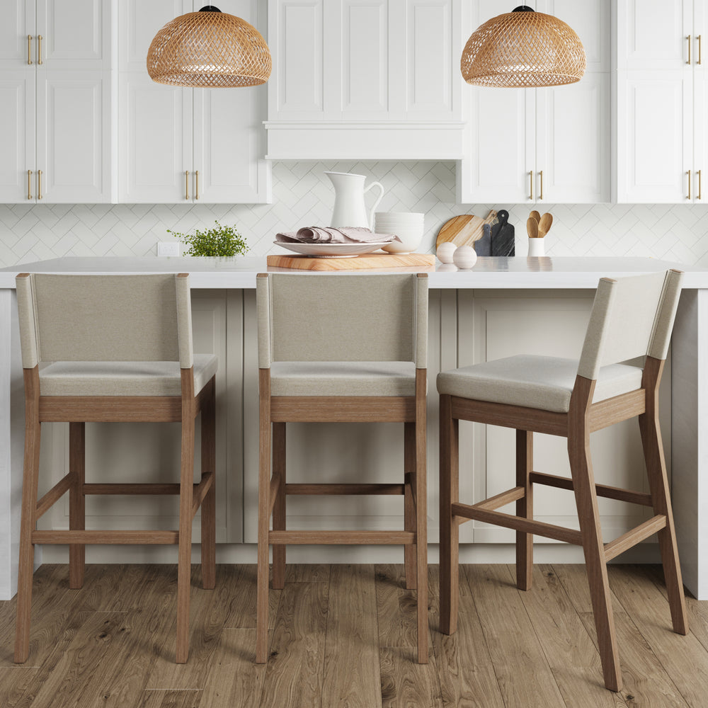 Linus Bar Stool Wood Light Brown Bar Height Set of 3 | Nathan James