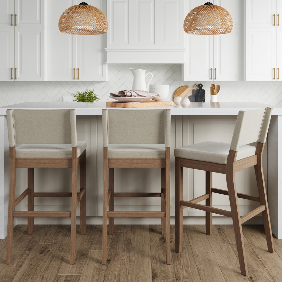 Linus Cushioned Counter Bar Stool with Back Set of 3 | Nathan James