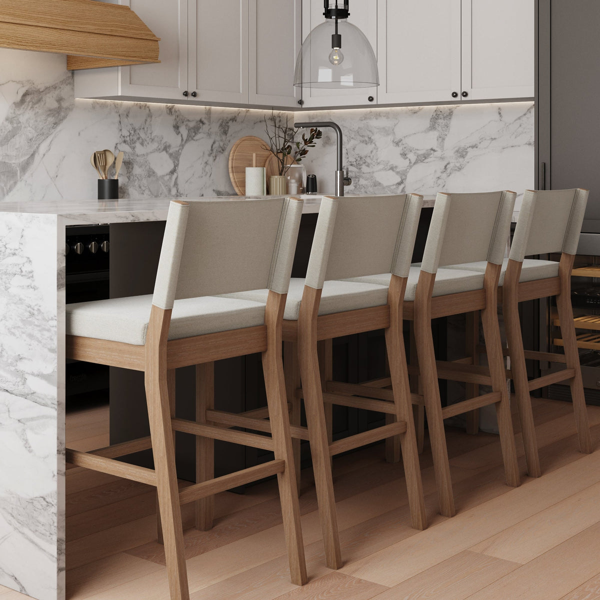 Linus Cushioned Counter Bar Stool with Back Set of 4 | Nathan James