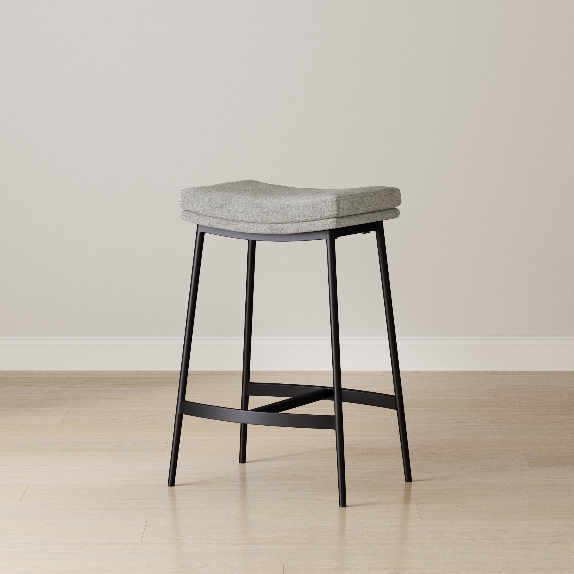 Upholstered Counter Height Saddle Bar Stool Gray