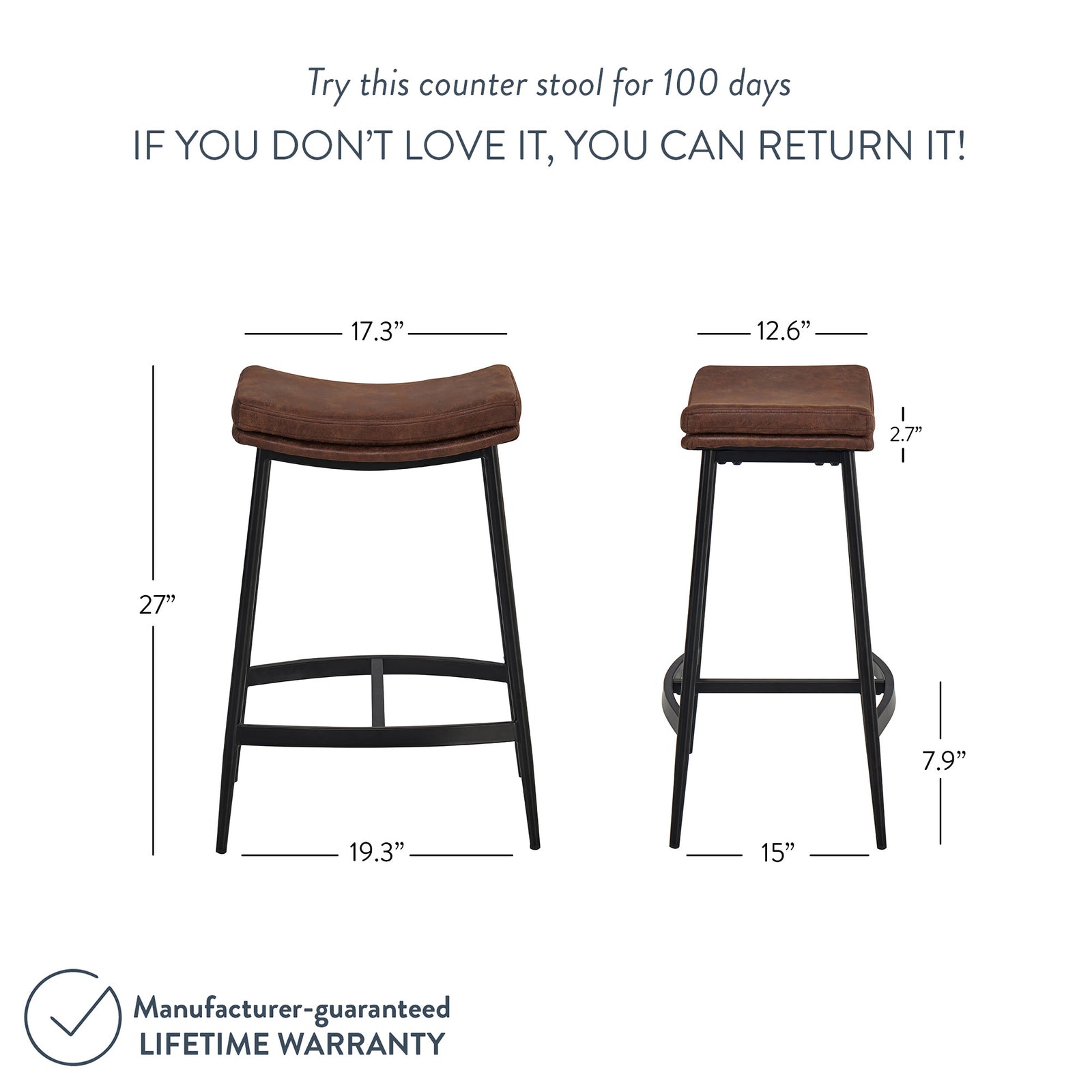 Arlo Backless Bar Stool Saddle Seat and Metal Nathan James