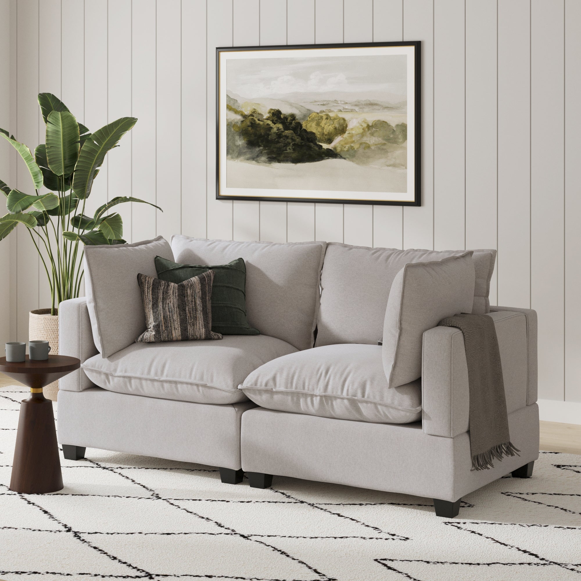 Modern Cloud Loveseat Beige Linen