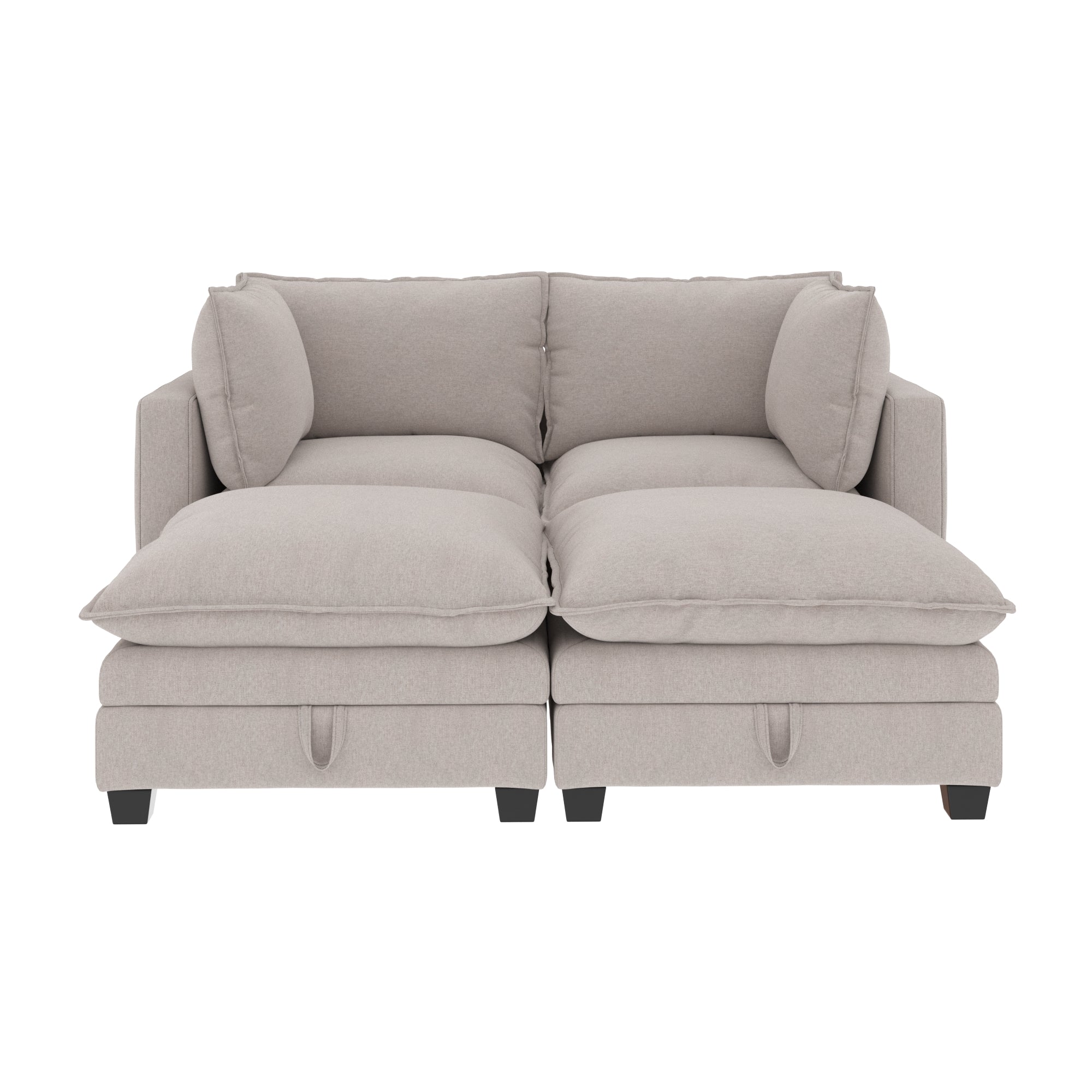 Soft Fabric 4-Piece Armless Cloud Pit Sofa Couch