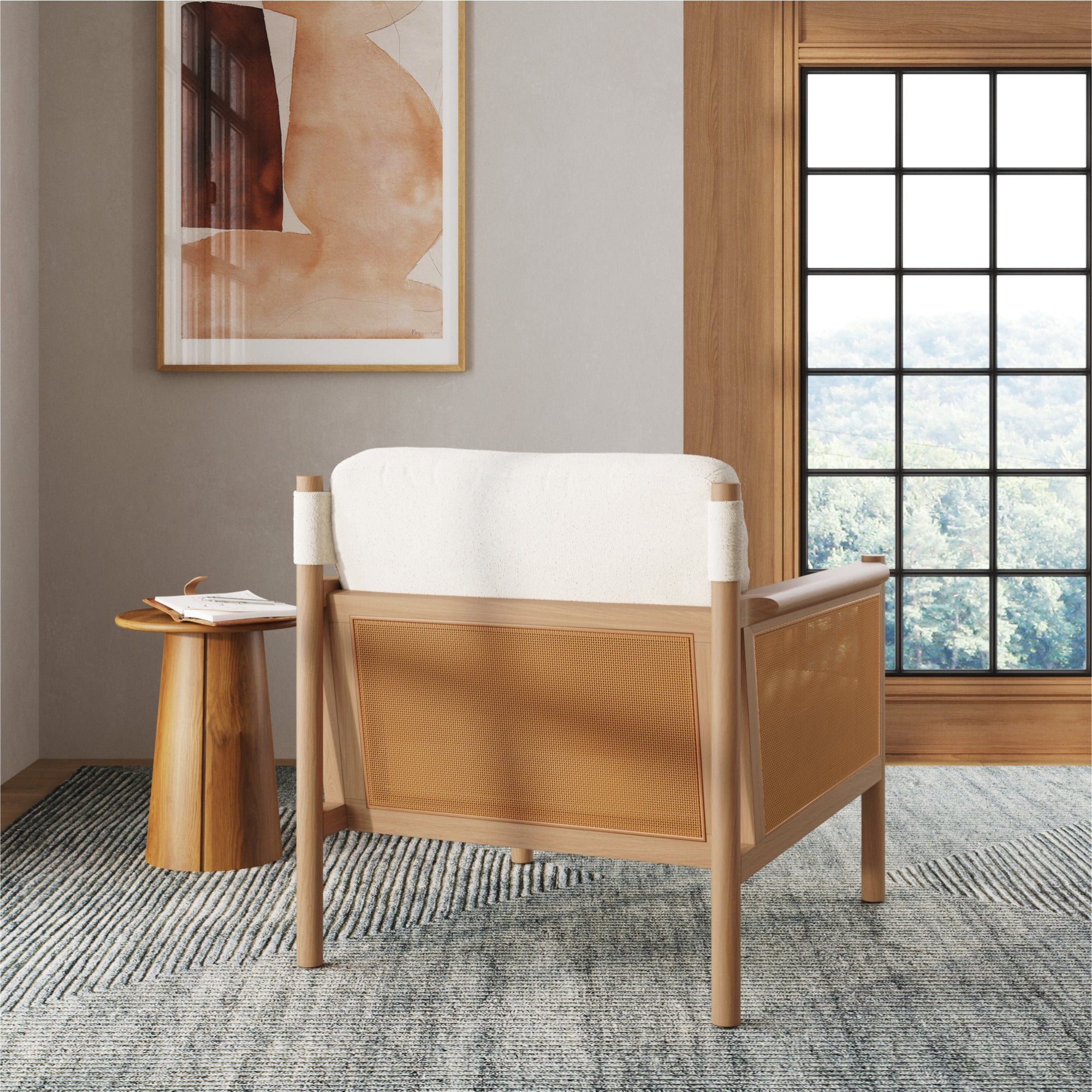 Hemming Accent Chair Solid Wood Boucle Cream | Nathan James