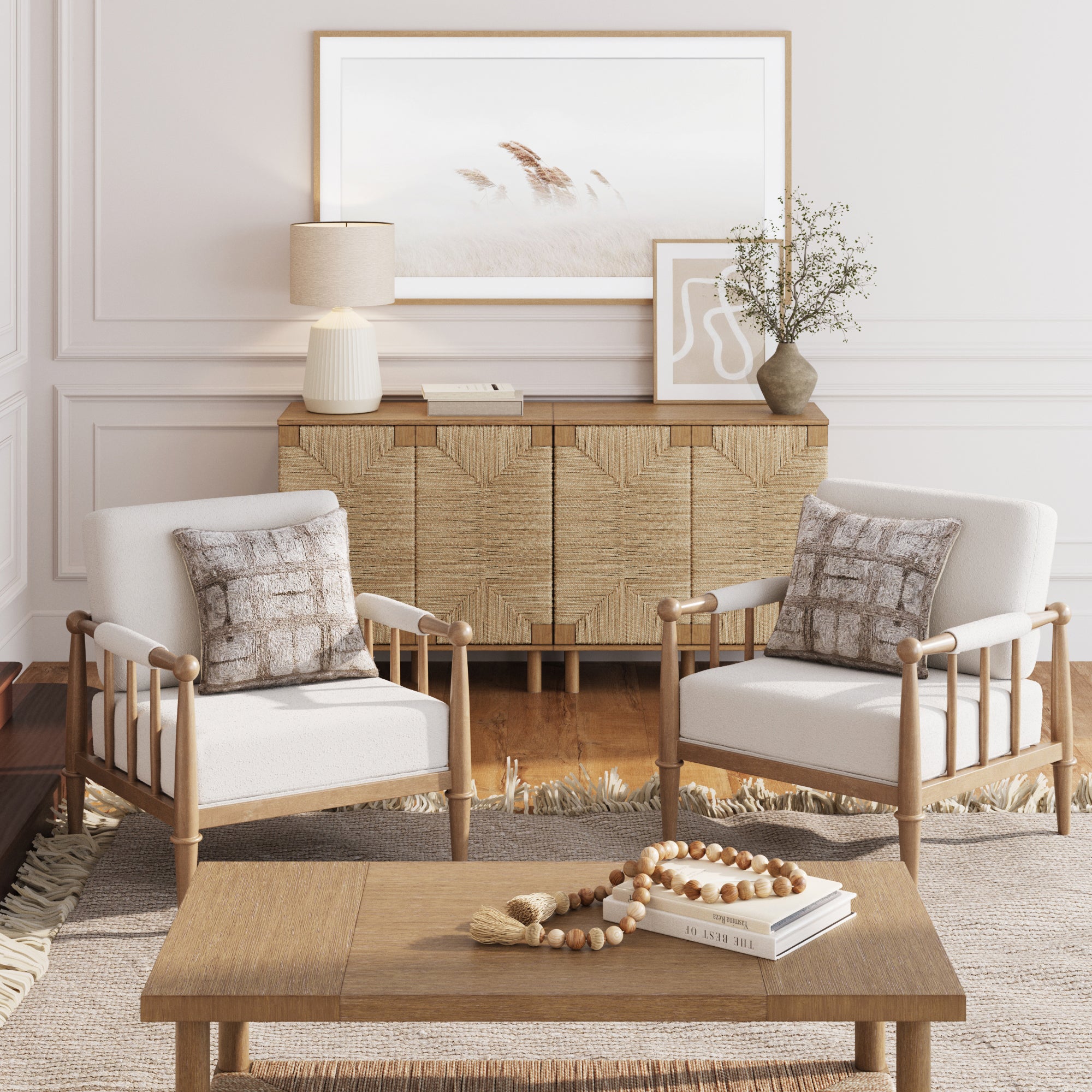 Nathan James Bohemian Boucle Accent Chair with Arm - Thumbnail 3