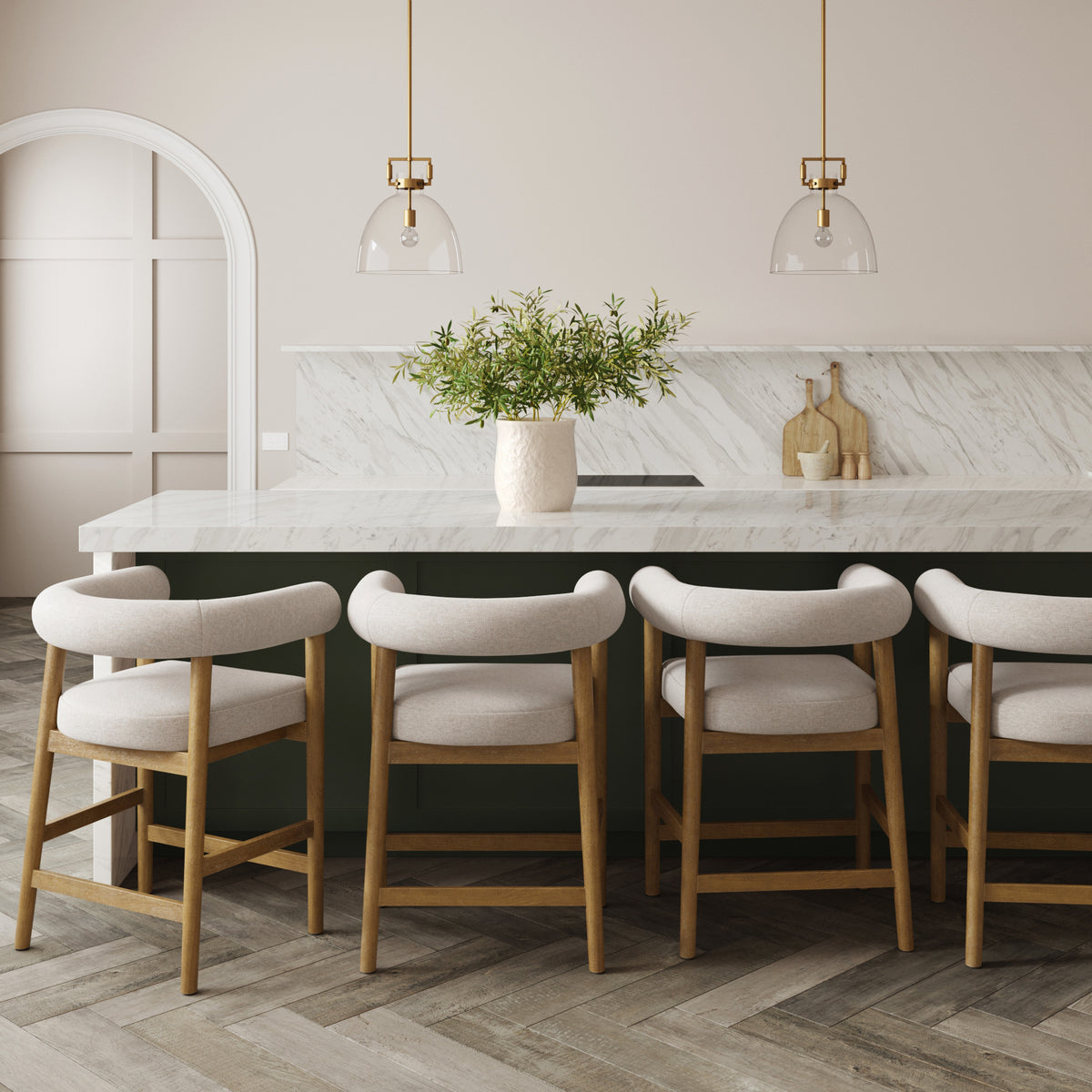 Demi Bar Stool Flax Light Brown Set of 4 | Nathan James