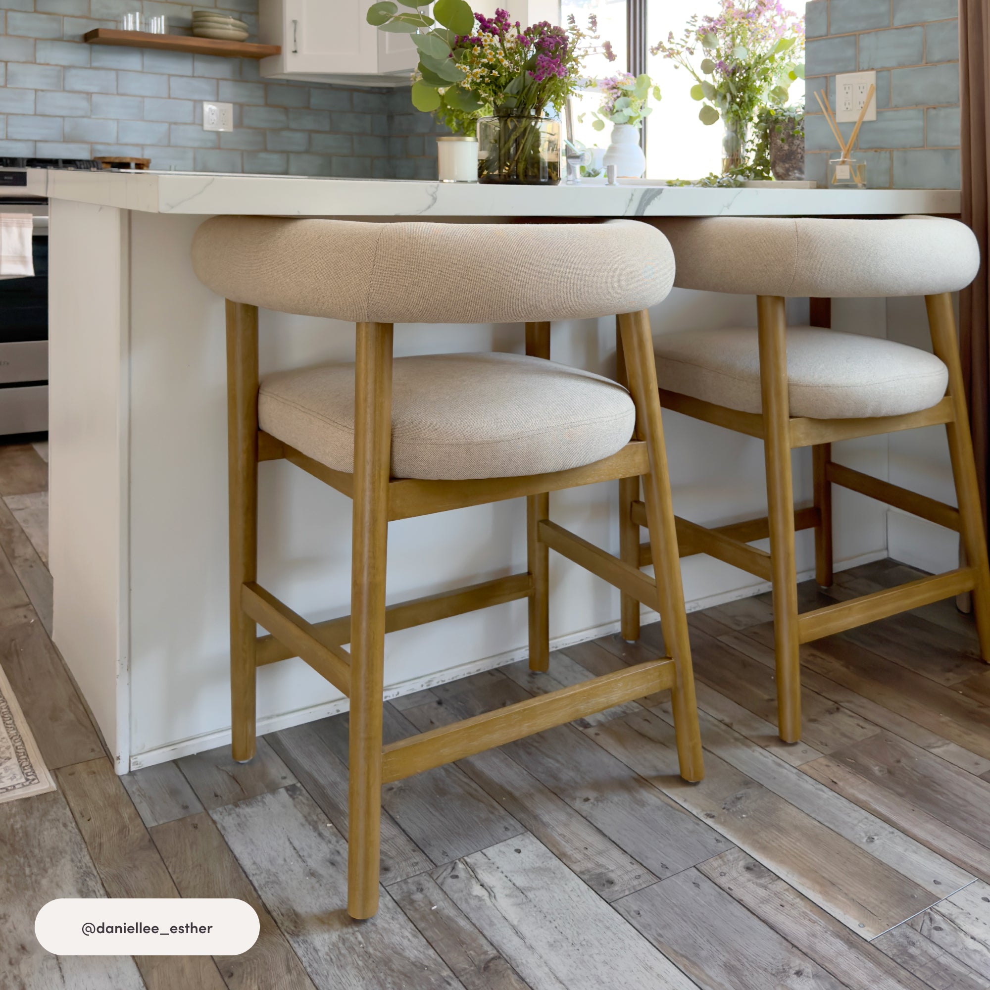 Demi Bar Stool Flax Light Brown Set of 4 | Nathan James