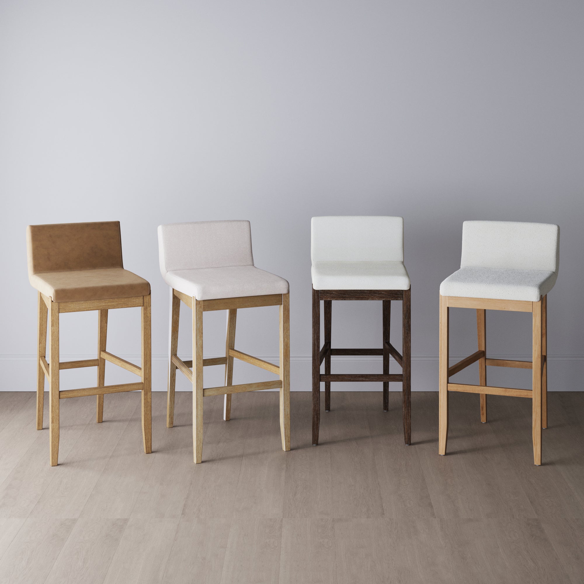 Gracie Scandinavian Wood Bar Height Bar Stool Boucle | Nathan James