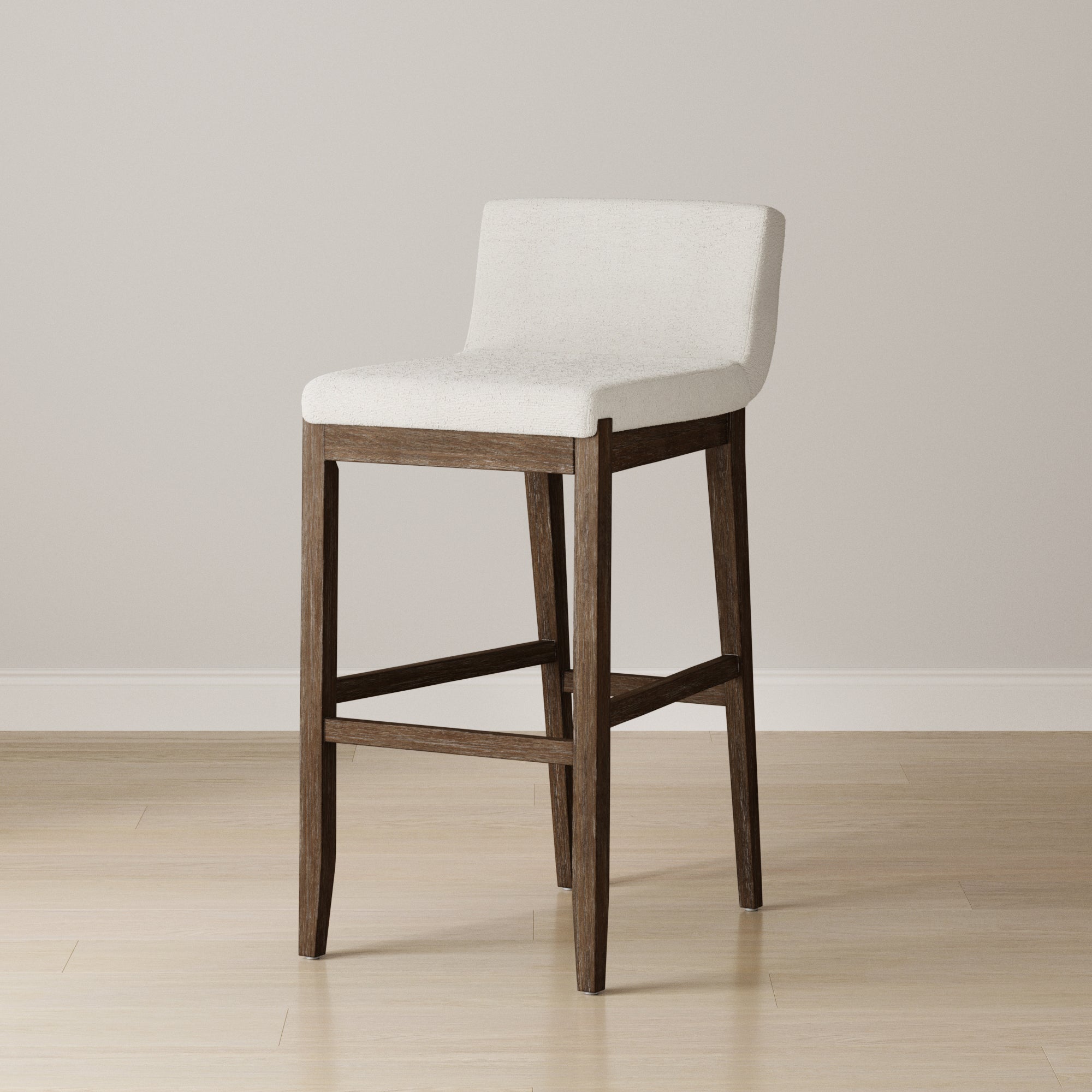 Exposed Wood Back Bar Stool Dark Brown