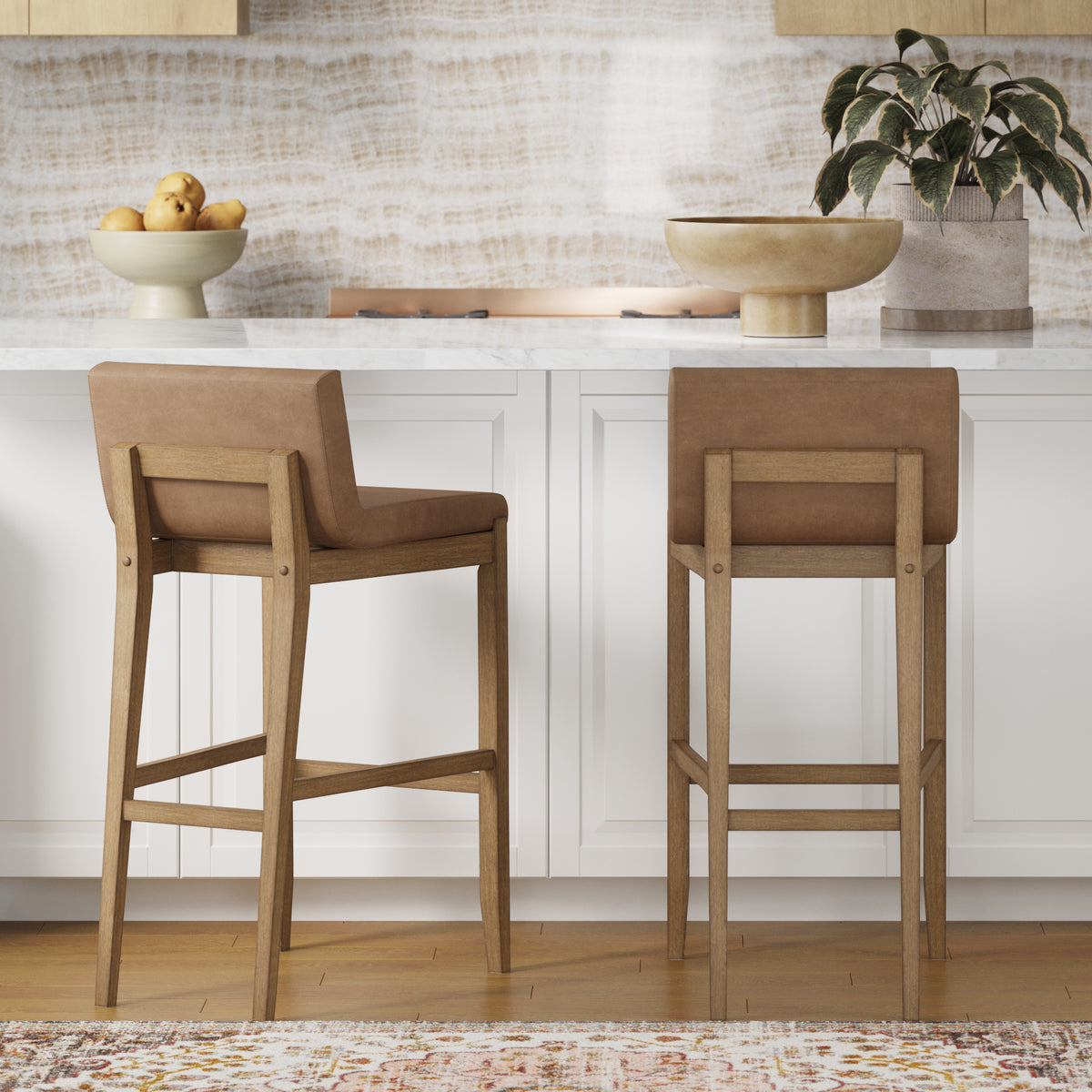 Gracie Modern Bar Height Stool Light Brown Set of 2 | Nathan James