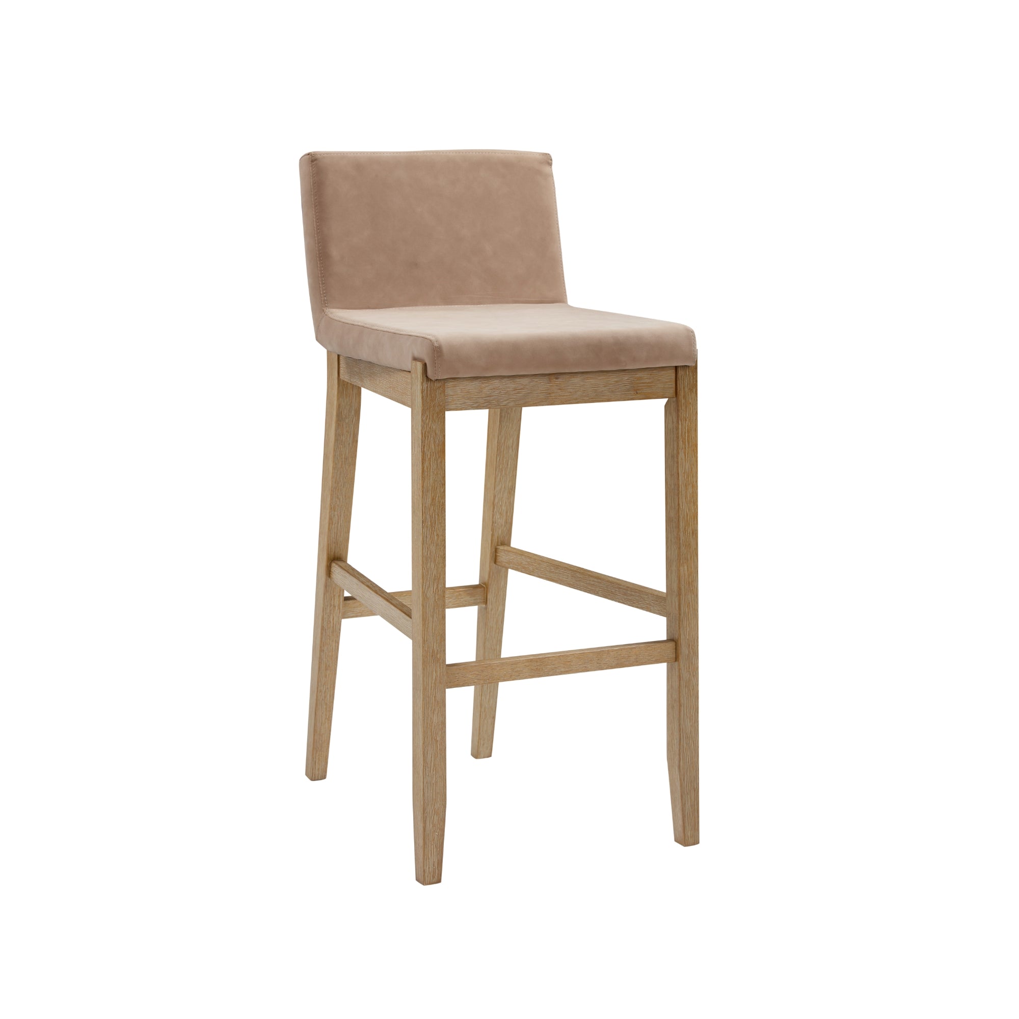 Exposed Wood Back Bar Stools Light Brown - Thumbnail 2