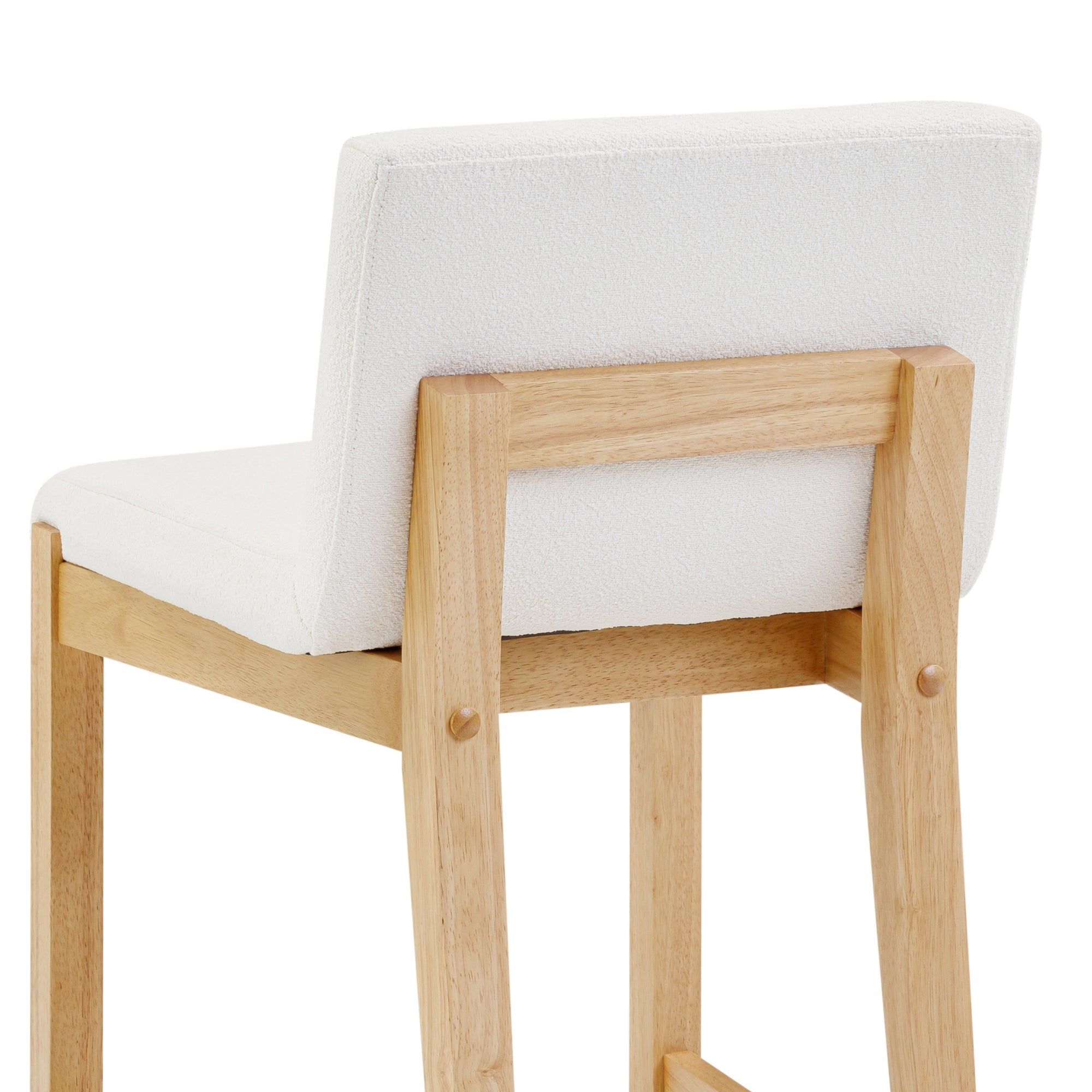 Exposed Wood Back Boucle Bar Stool - Thumbnail 2